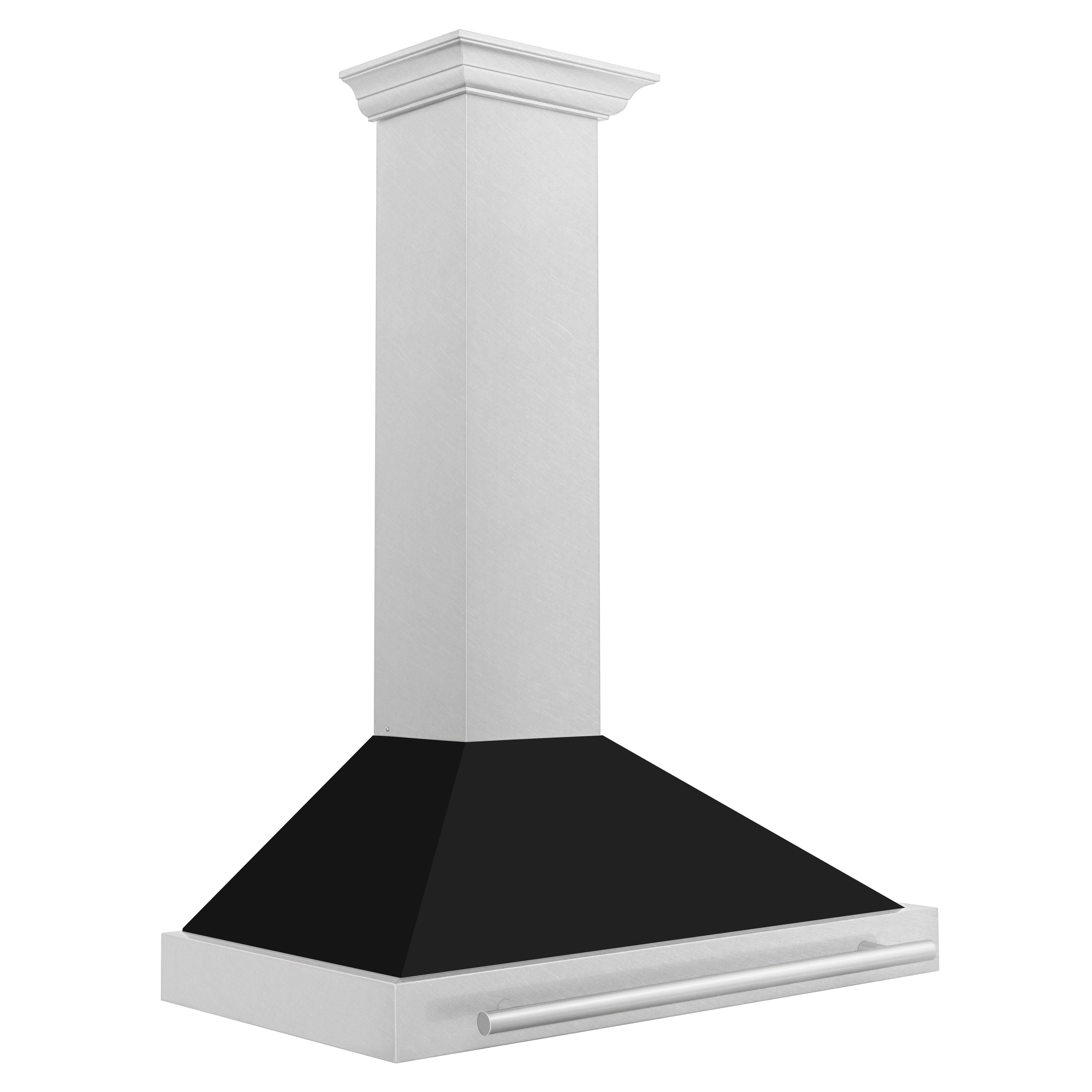 ZLINE 36 in. Wall Mount Range Hood Convertible Satin Stainless Steel Black Matte Shell Stainless Steel Handle (KB4SNX-BLM-36)