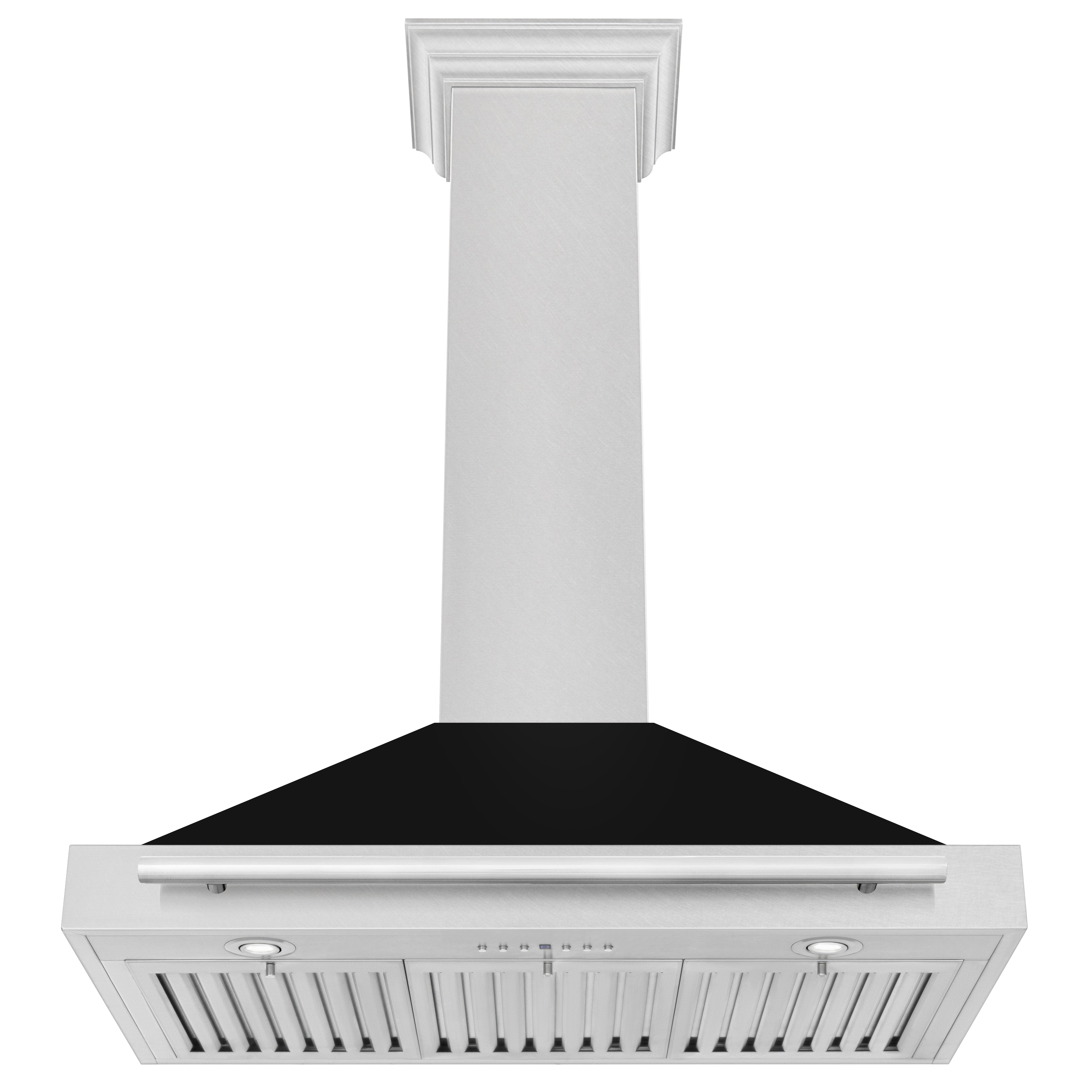 ZLINE 36 in. Wall Mount Range Hood Convertible Satin Stainless Steel Black Matte Shell Stainless Steel Handle (KB4SNX-BLM-36)