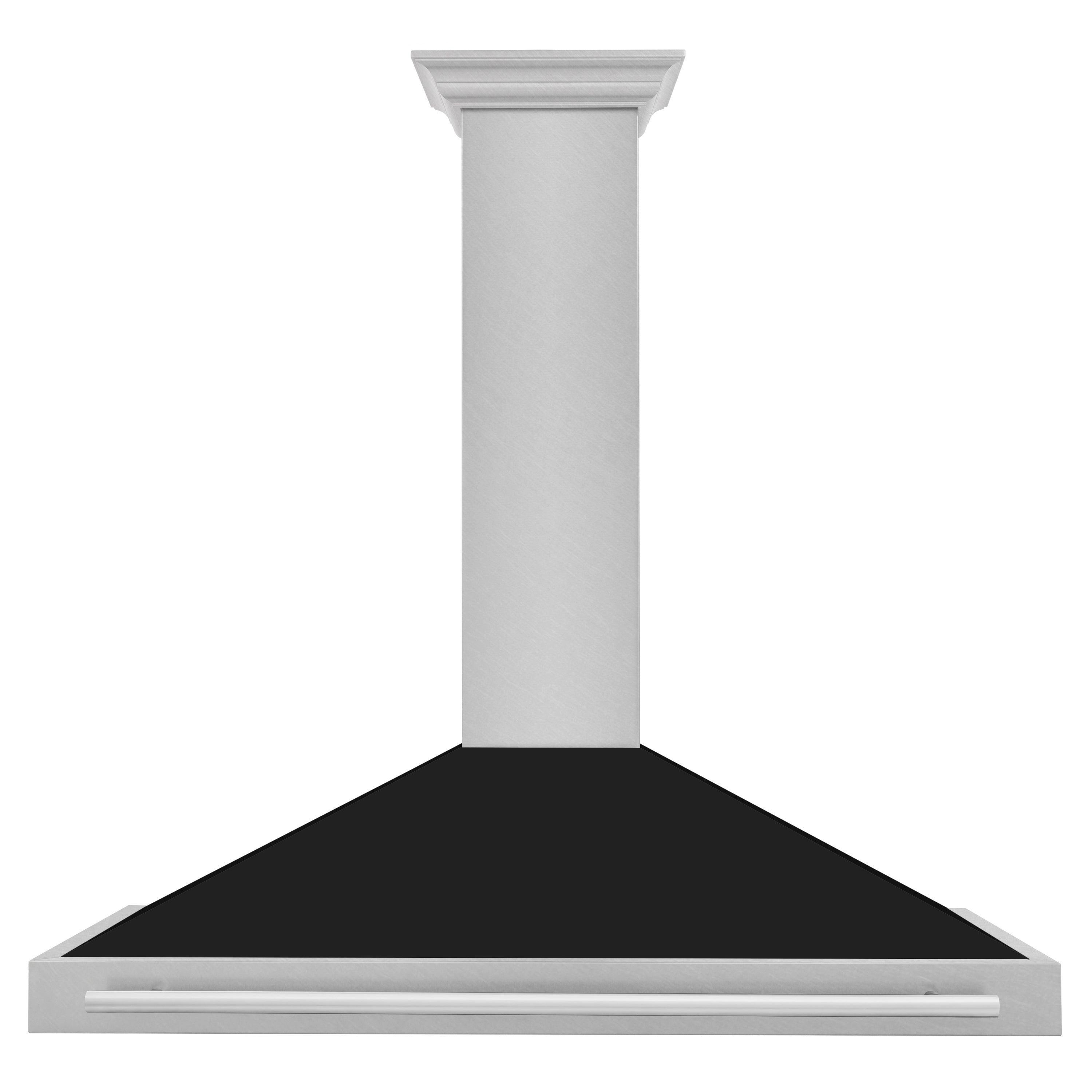 ZLINE 48 Inch Wall Mount Range Hood Convertible Satin Stainless Steel Black Matte Shell Stainless Steel Handle (KB4SNX-BLM-48)