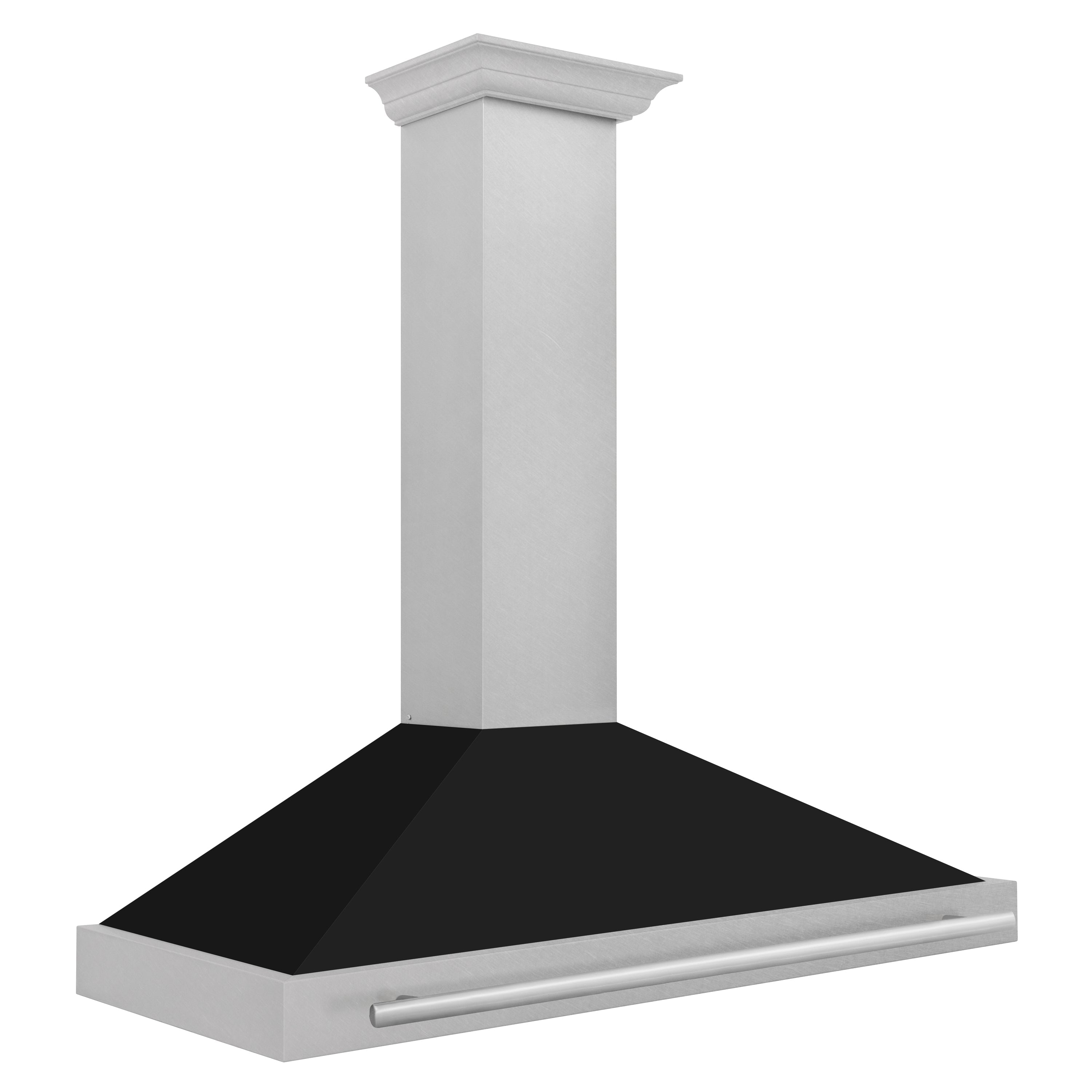 ZLINE 48 Inch Wall Mount Range Hood Convertible Satin Stainless Steel Black Matte Shell Stainless Steel Handle (KB4SNX-BLM-48)