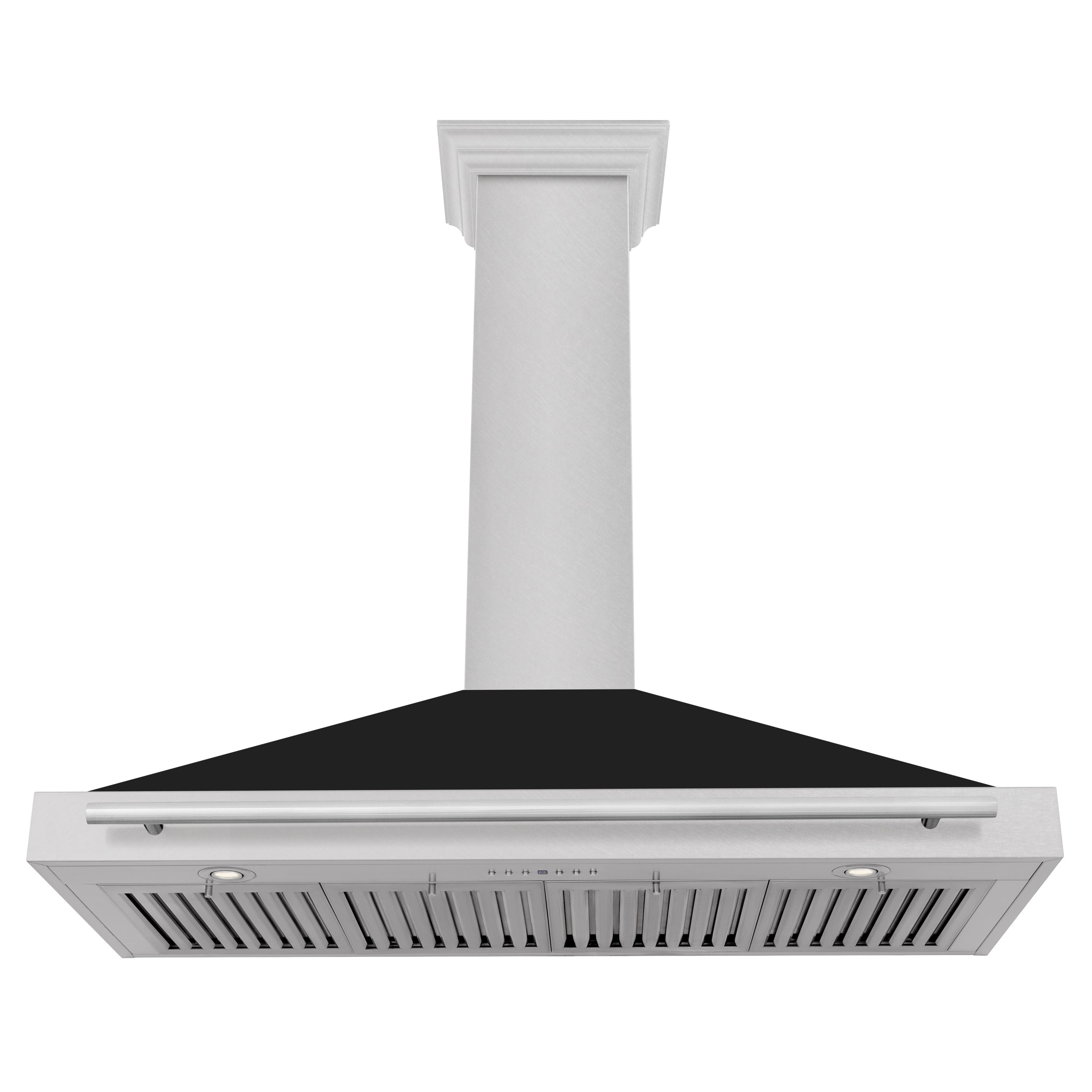 ZLINE 48 Inch Wall Mount Range Hood Convertible Satin Stainless Steel Black Matte Shell Stainless Steel Handle (KB4SNX-BLM-48)