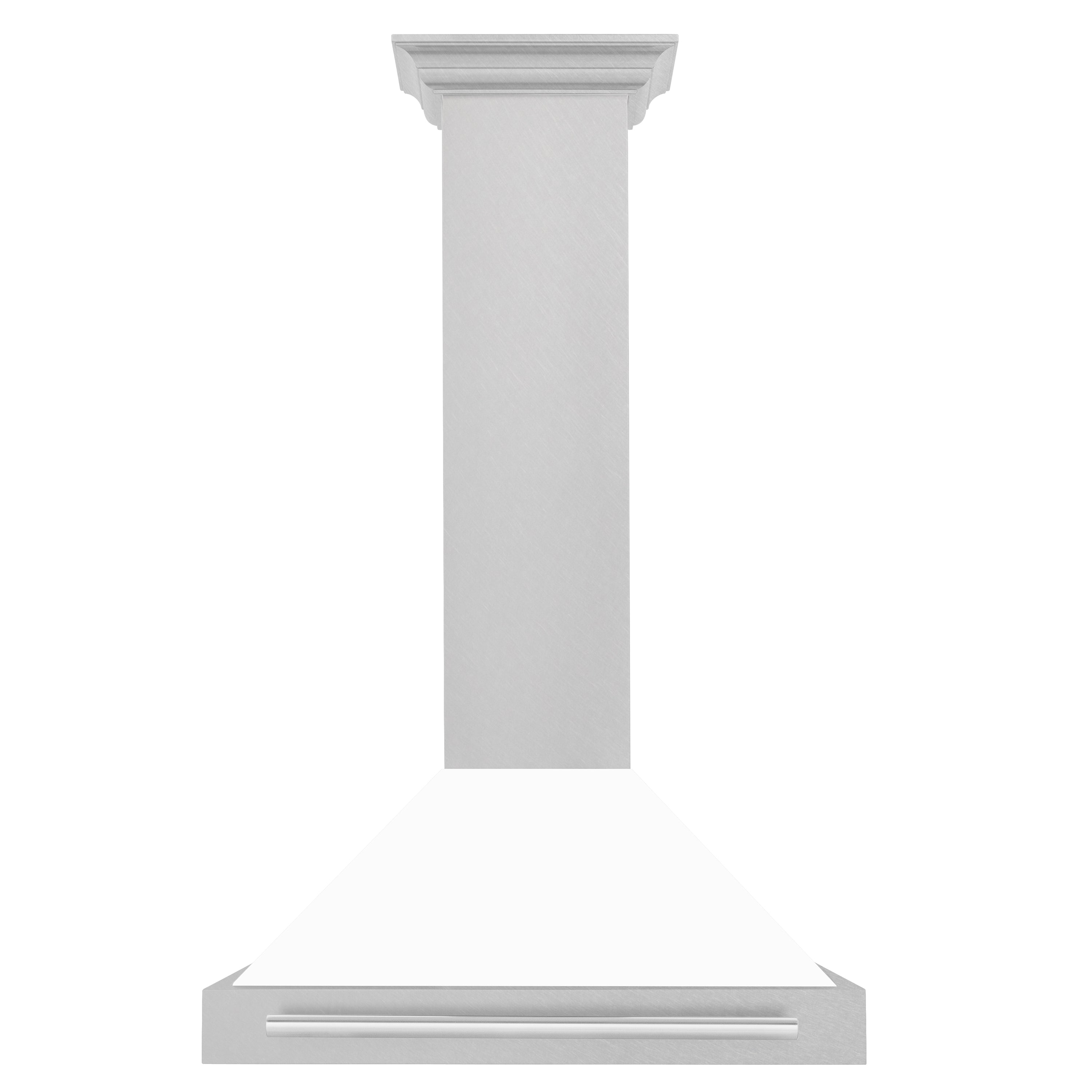ZLINE 30 in Wall Mount Range Hood Convertible Satin Stainless Steel White Matte Shell Stainless Steel Handle (KB4SNX-WM-30)
