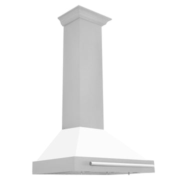 ZLINE 30 in Wall Mount Range Hood Convertible Satin Stainless Steel White Matte Shell Stainless Steel Handle (KB4SNX-WM-30)