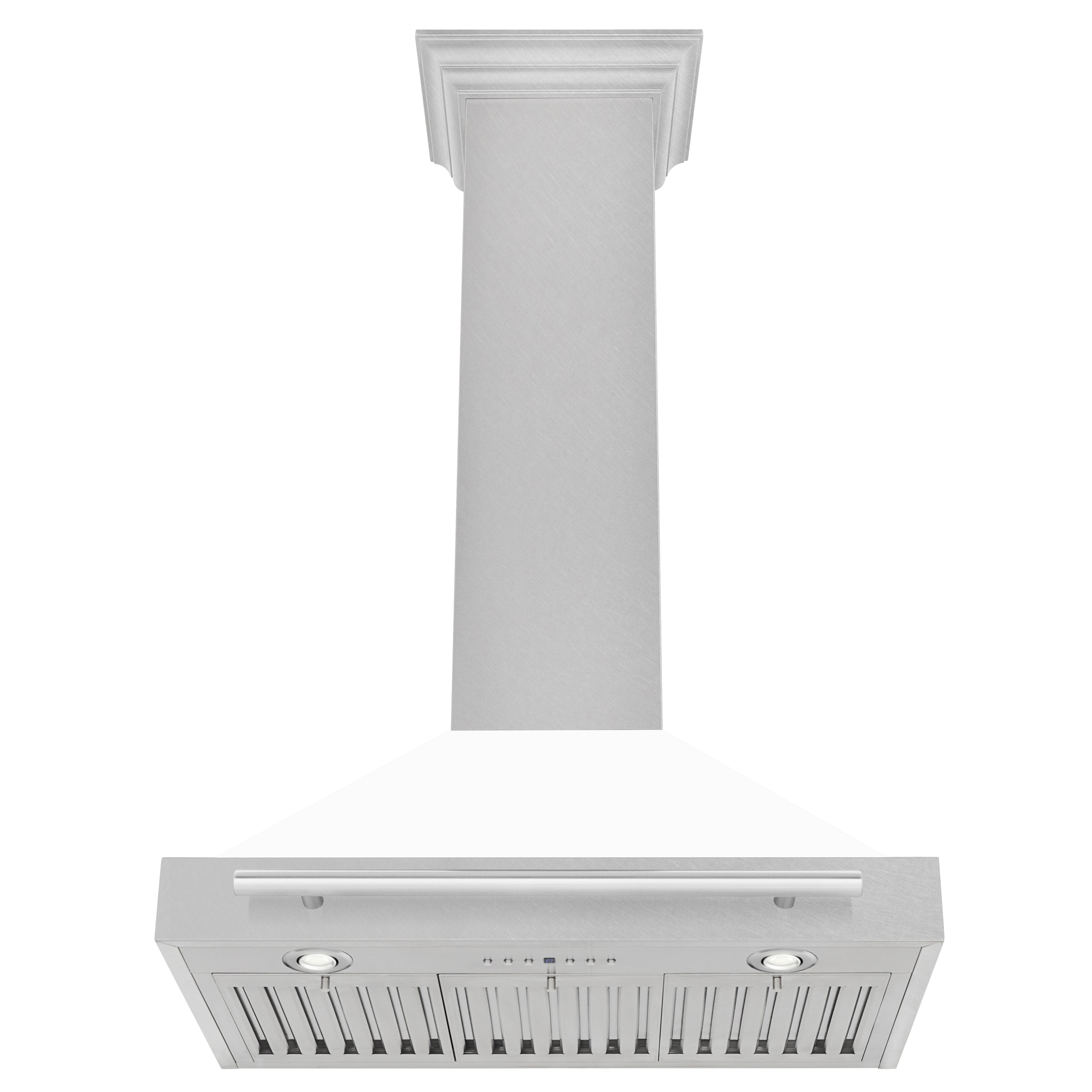 ZLINE 30 in Wall Mount Range Hood Convertible Satin Stainless Steel White Matte Shell Stainless Steel Handle (KB4SNX-WM-30)