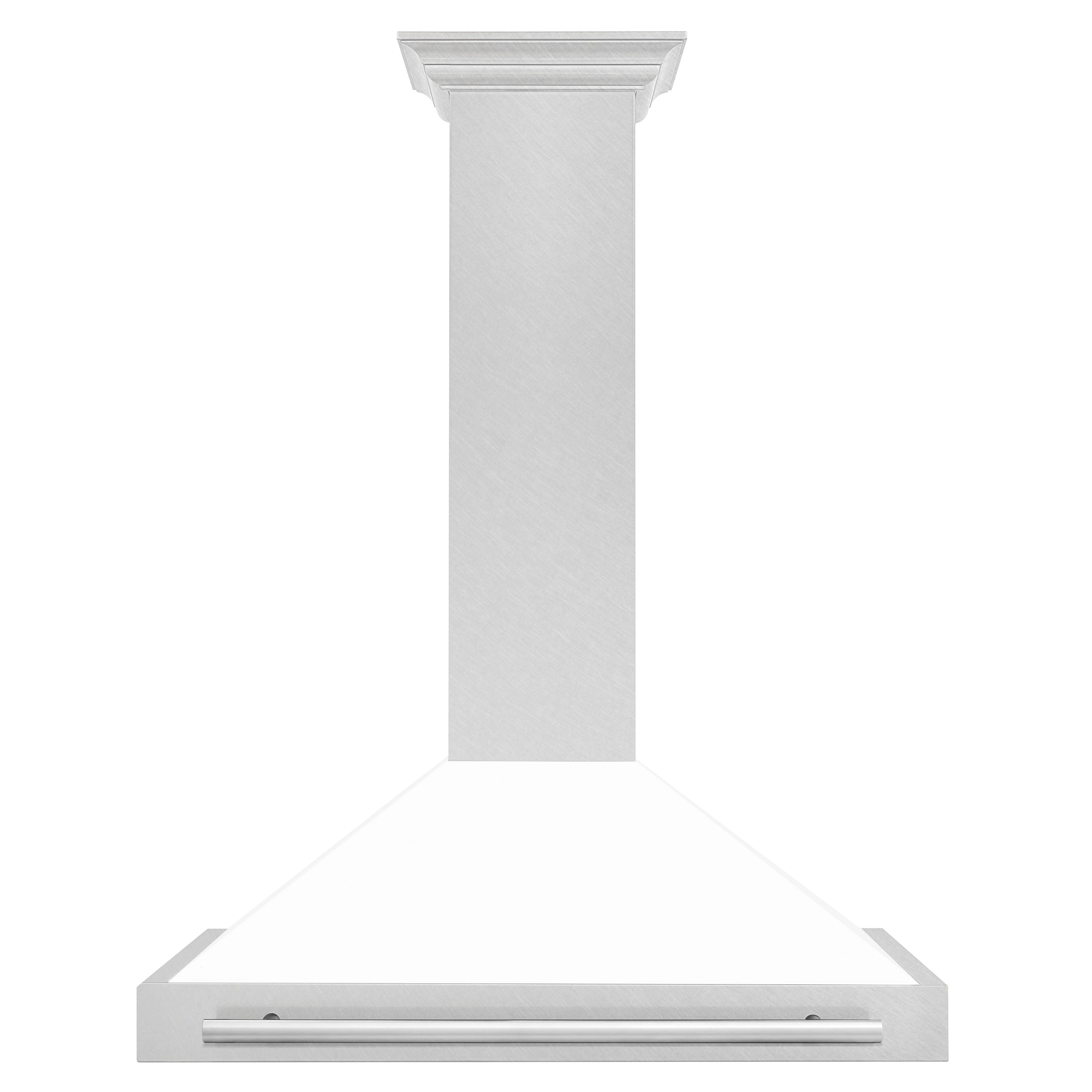 ZLINE 36 in. Wall Mount Range Hood Convertible Satin Stainless Steel White Matte Shell Stainless Steel Handle (KB4SNX-WM-36)