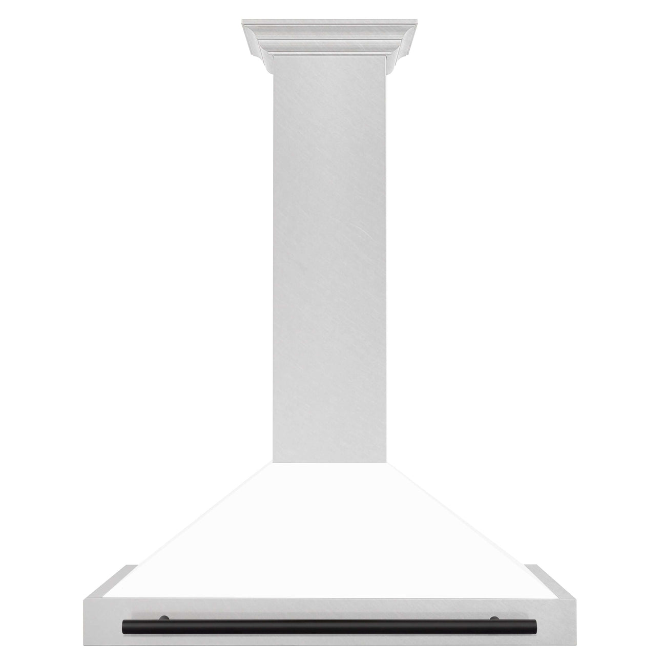 ZLINE 36 in. Wall Mount Range Hood Convertible Satin Stainless Steel White Matte Shell Matte Black Handle KB4SNZ-WM36-MB