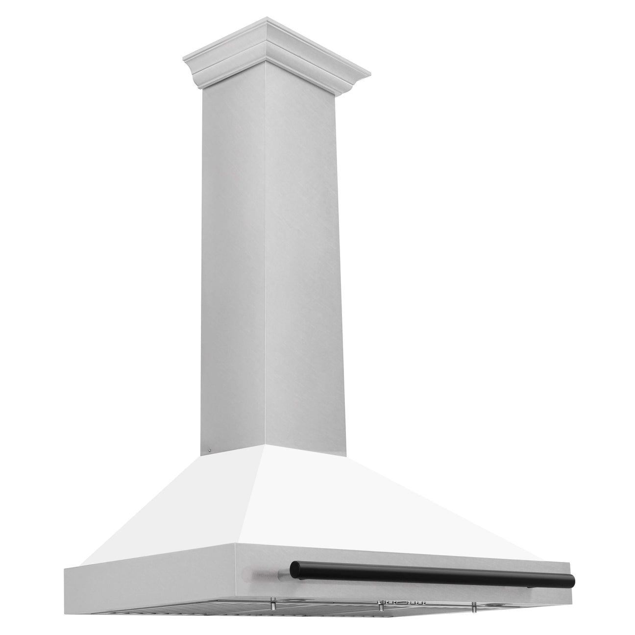 ZLINE 36 in. Wall Mount Range Hood Convertible Satin Stainless Steel White Matte Shell Matte Black Handle KB4SNZ-WM36-MB