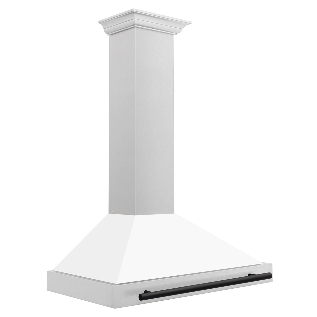 ZLINE 36 in. Wall Mount Range Hood Convertible Satin Stainless Steel White Matte Shell Matte Black Handle KB4SNZ-WM36-MB