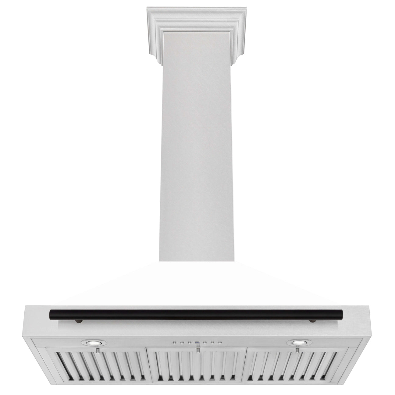 ZLINE 36 in. Wall Mount Range Hood Convertible Satin Stainless Steel White Matte Shell Matte Black Handle KB4SNZ-WM36-MB