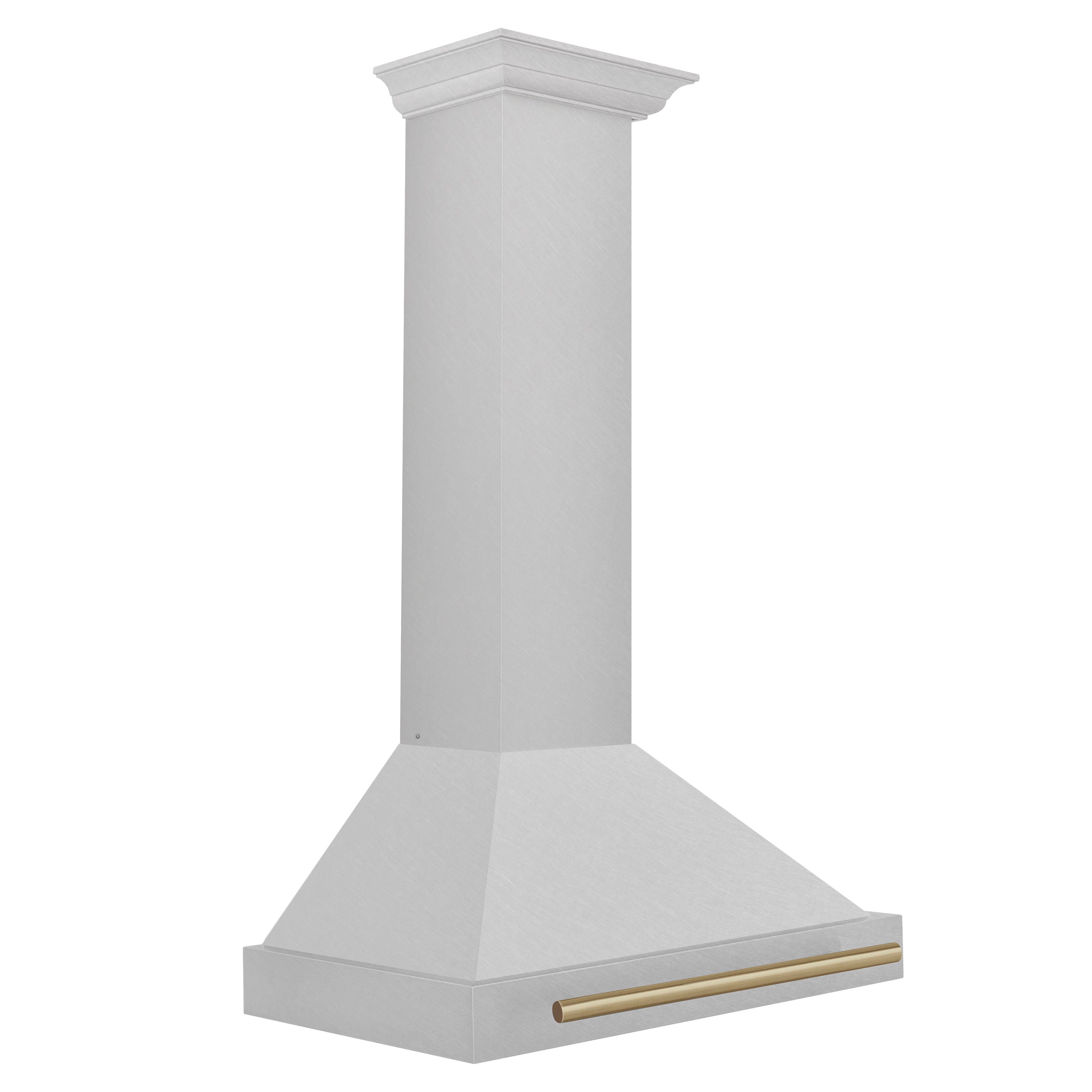 ZLINE 30 in Wall Mount Range Hood Convertible Satin Stainless Steel Champagne Bronze Handle KB4SNZ-30-CB