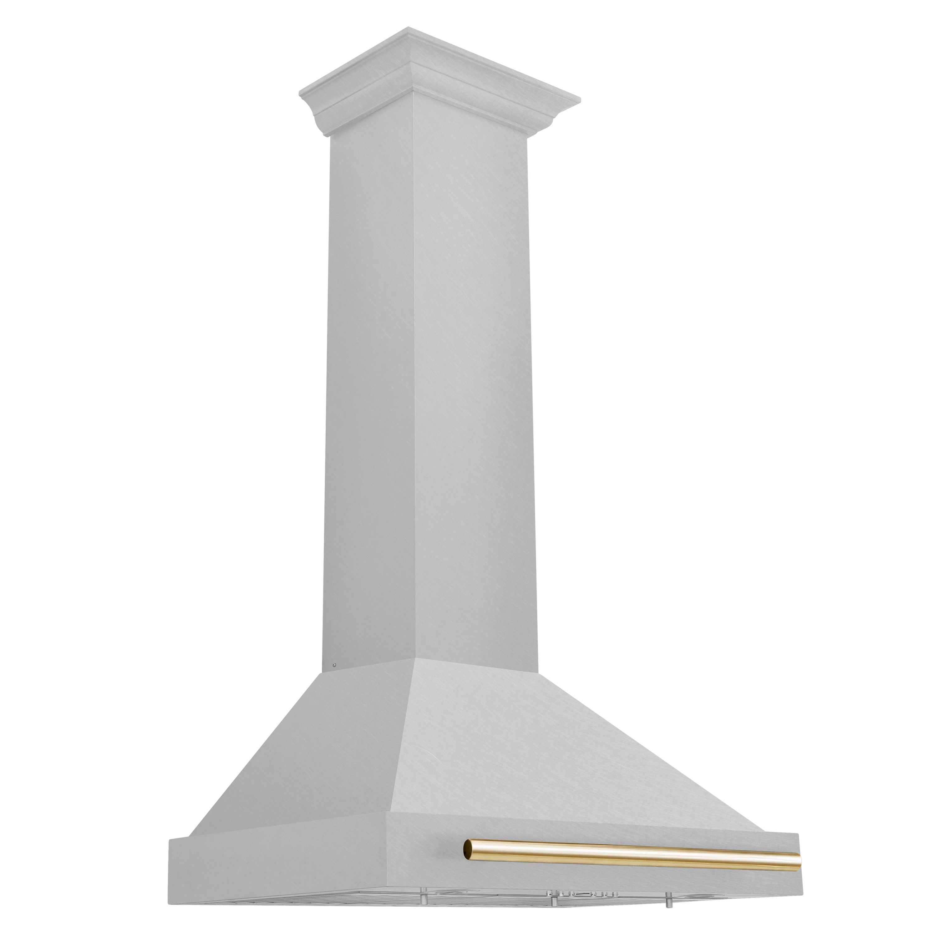ZLINE 30 Inch Wall Mount Range Hood Convertible Satin Stainless Steel with Polished Gold Handle (KB4SNZ-30-G)