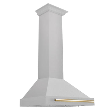 ZLINE 30 Inch Wall Mount Range Hood Convertible Satin Stainless Steel with Polished Gold Handle (KB4SNZ-30-G)