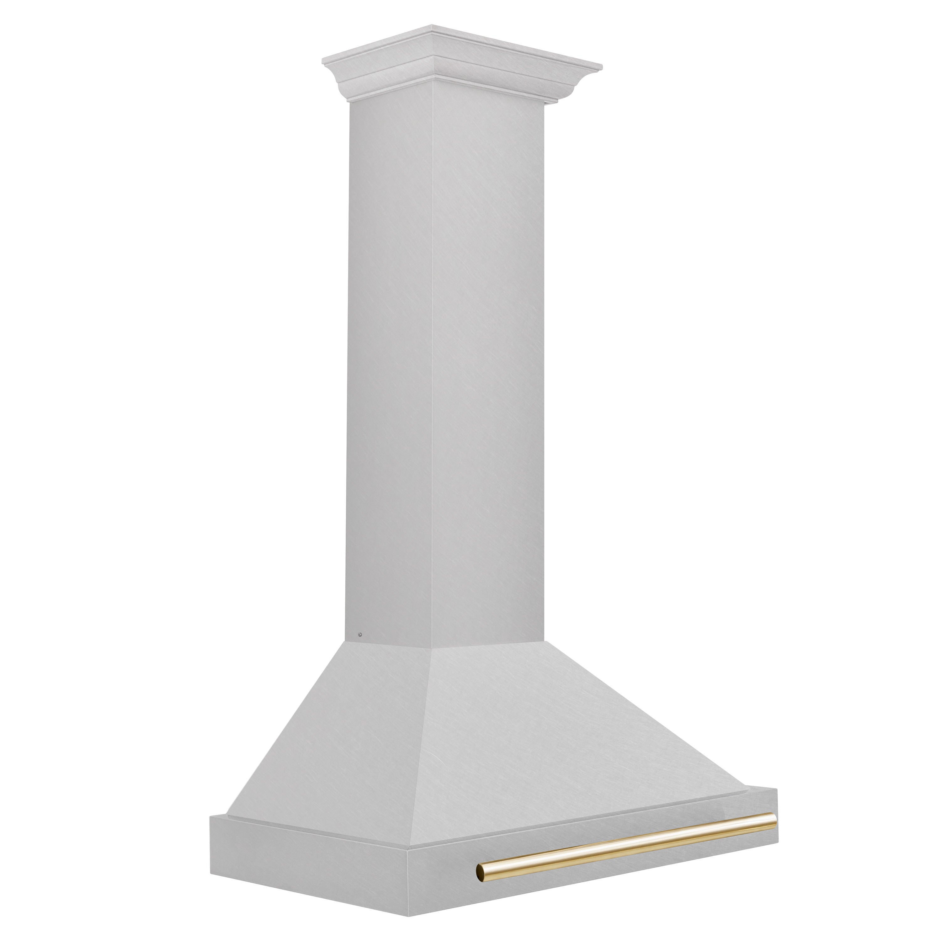 ZLINE 30 Inch Wall Mount Range Hood Convertible Satin Stainless Steel with Polished Gold Handle (KB4SNZ-30-G)