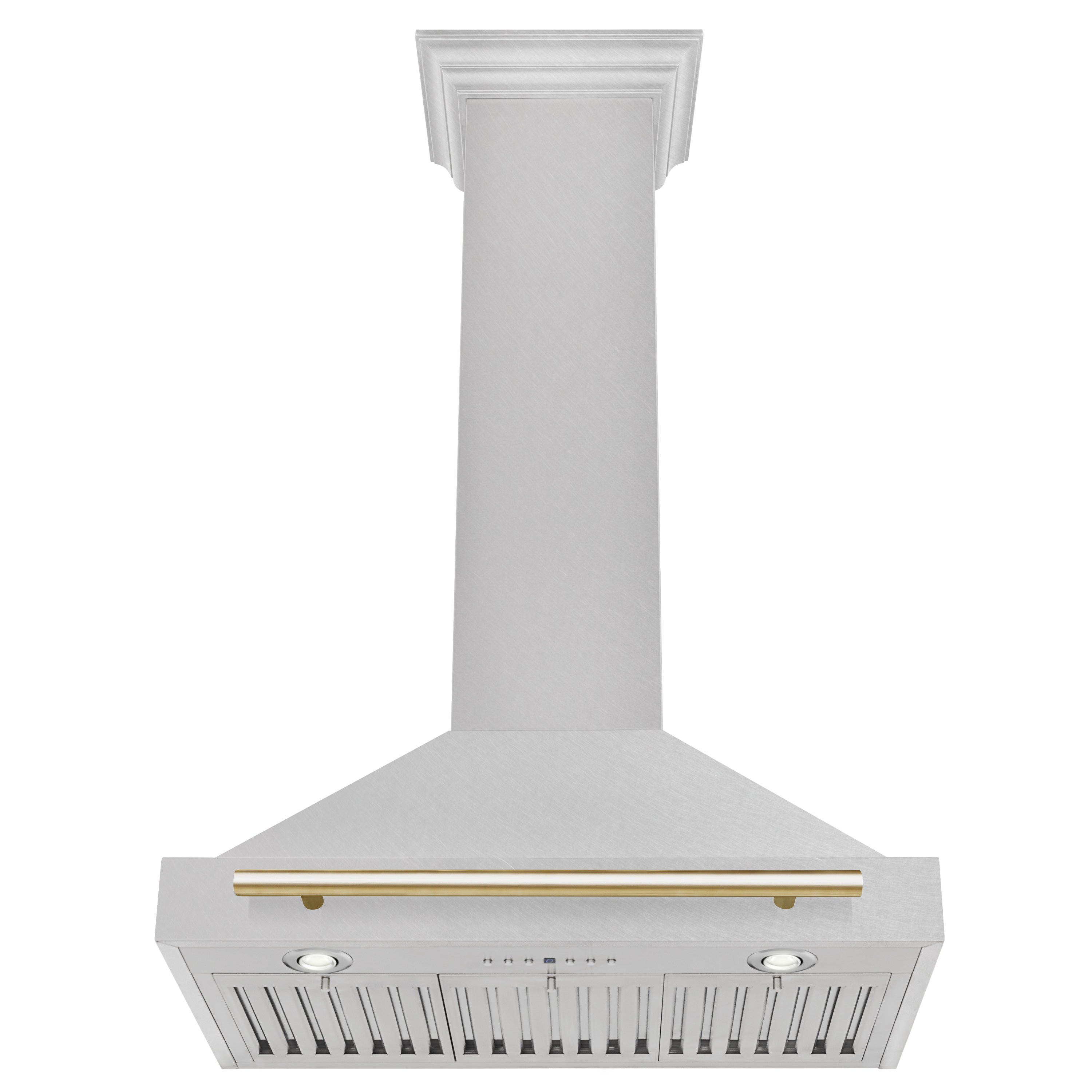 ZLINE 30 Inch Wall Mount Range Hood Convertible Satin Stainless Steel with Polished Gold Handle (KB4SNZ-30-G)