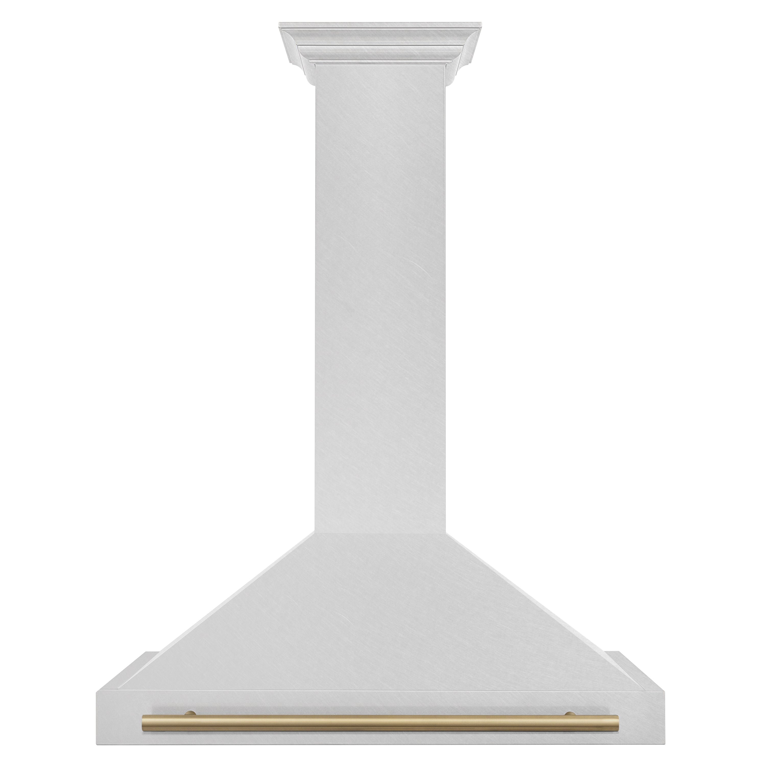 ZLINE 36 in. Wall Mount Range Hood – Satin Stainless Steel, Convertible Venting, Champagne Bronze Handle (KB4SNZ-36-CB)