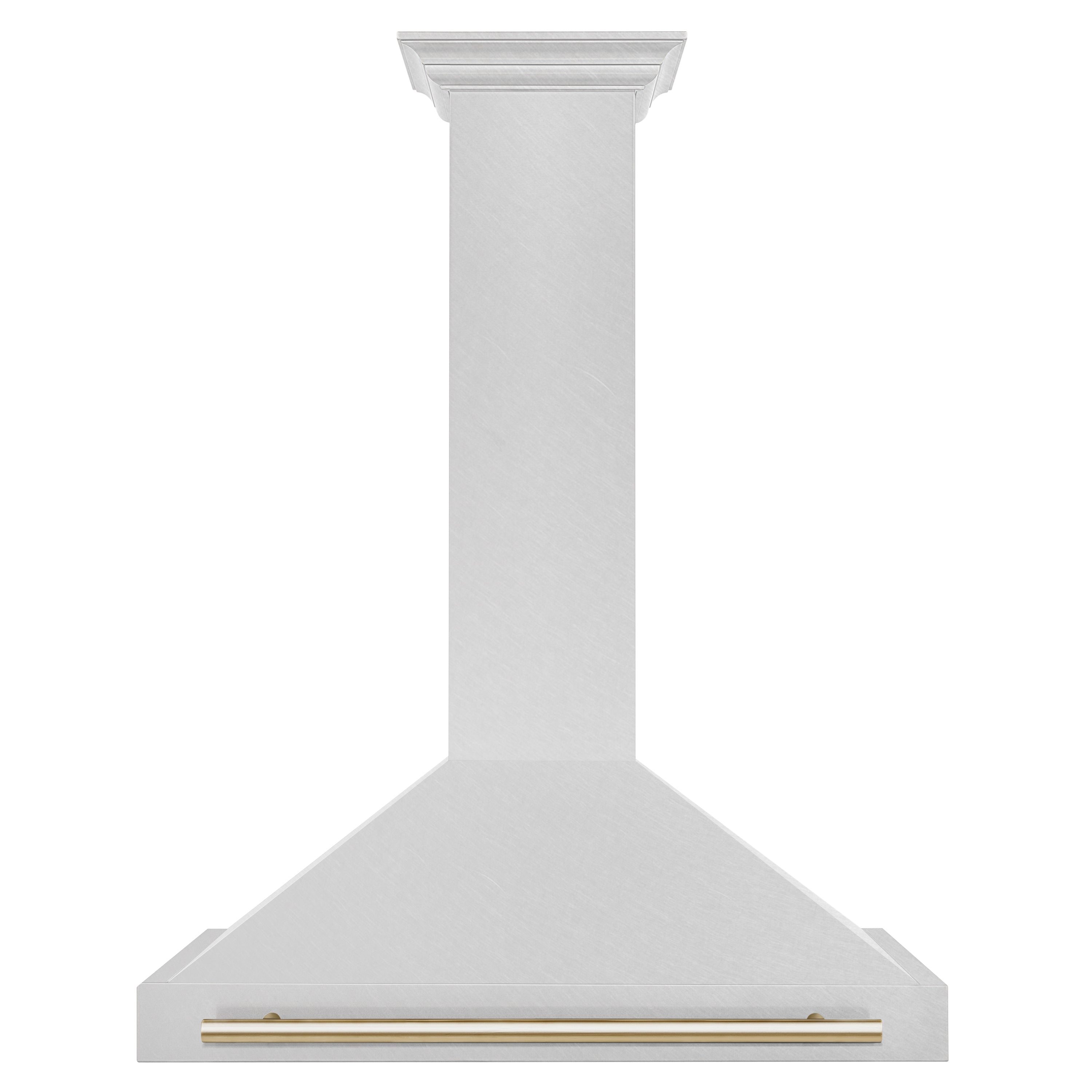 ZLINE 36 in. Wall Mount Range Hood Convertible Satin Stainless Steel Polished Gold Handle 400 CFM (KB4SNZ-36-G)