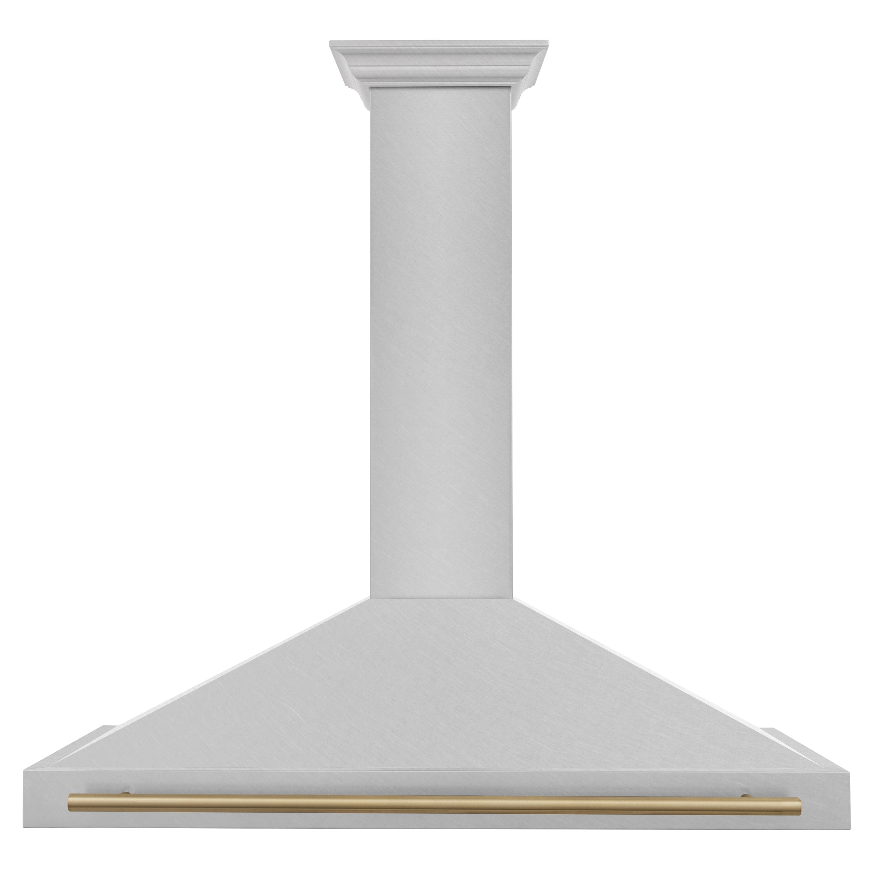 ZLINE 48 in. Wall Mount Range Hood Convertible Satin Stainless Steel Champagne Bronze Handle (KB4SNZ-48-CB)