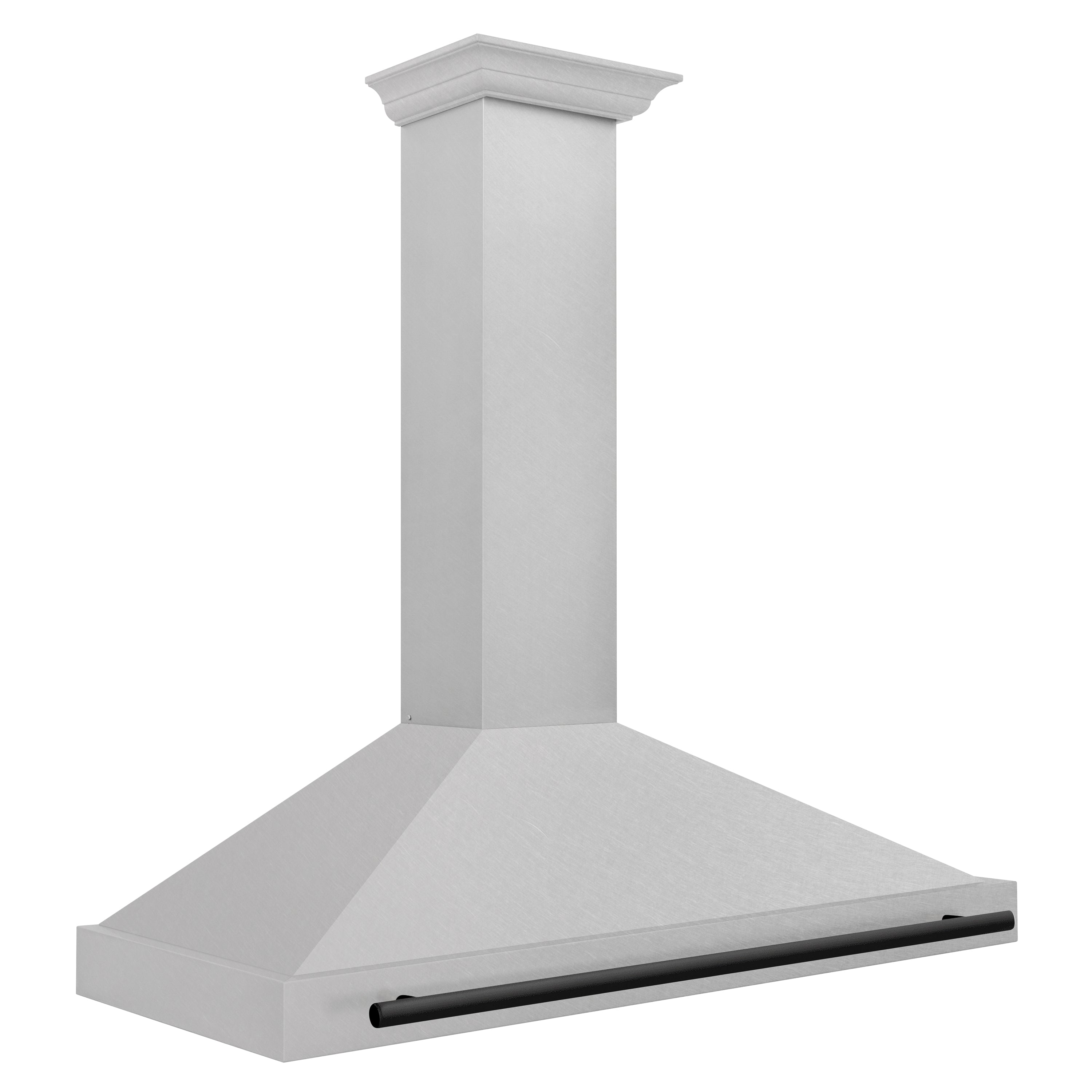 ZLINE 48 in. Wall Mount Range Hood Convertible 400 CFM Satin Stainless Steel Matte Black Handle (KB4SNZ-48-MB)