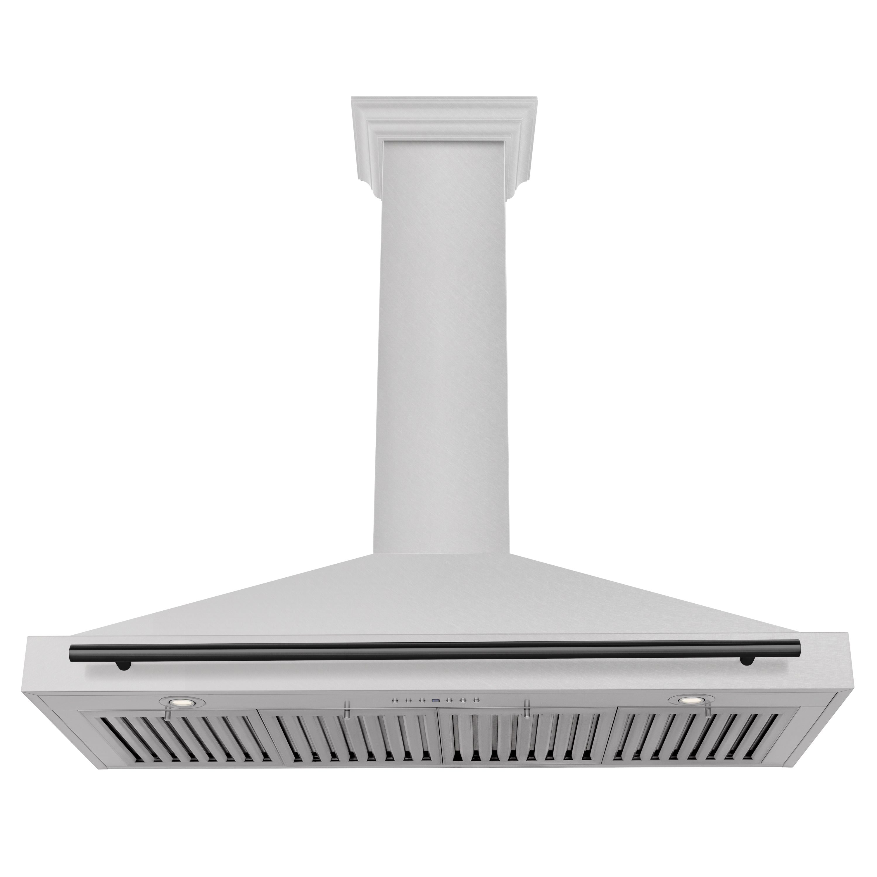 ZLINE 48 in. Wall Mount Range Hood Convertible 400 CFM Satin Stainless Steel Matte Black Handle (KB4SNZ-48-MB)