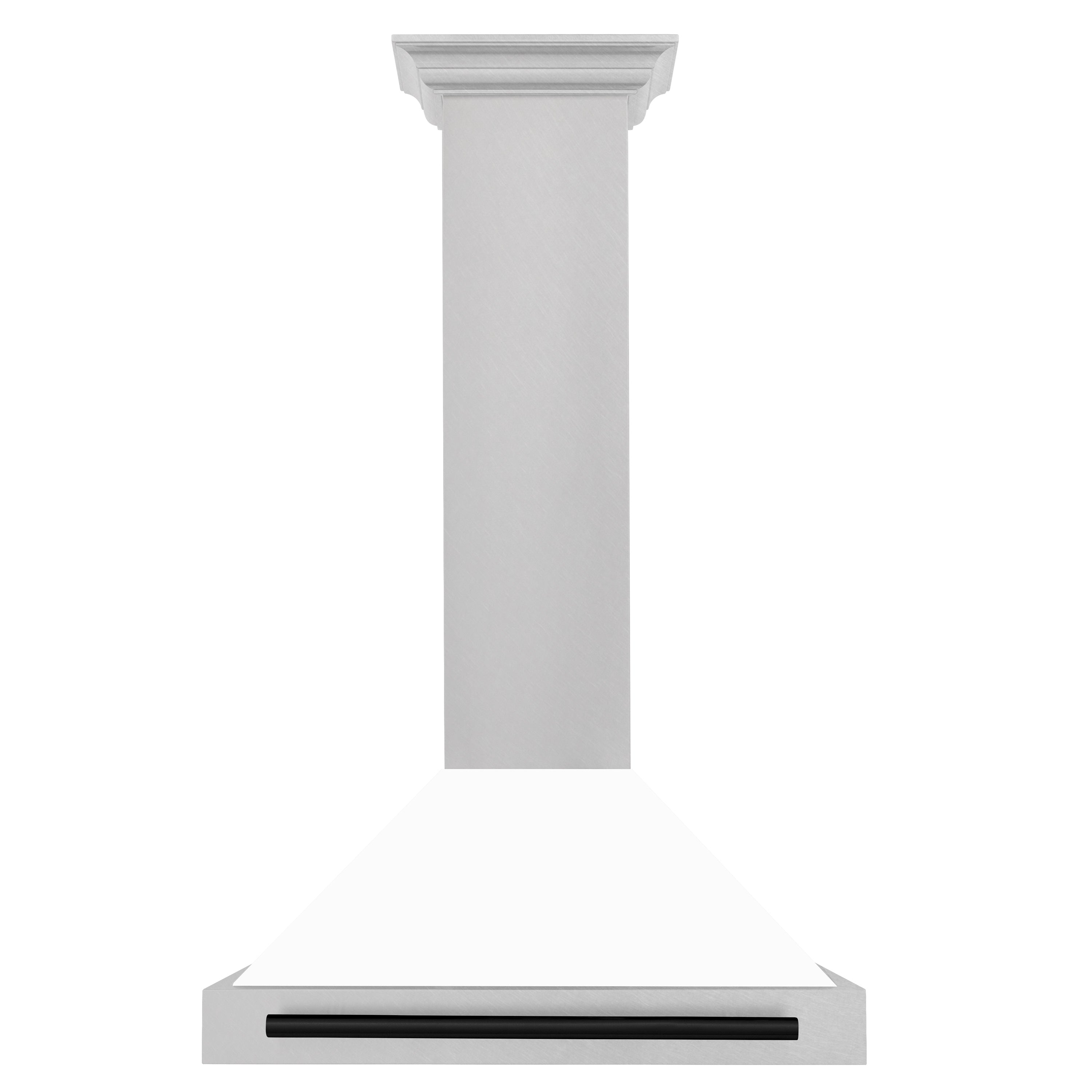 ZLINE 30 in. Wall Mount Range Hood Convertible 400 CFM Satin Stainless Steel White Matte Shell Matte Black Handle (KB4SNZ-WM30-MB)
