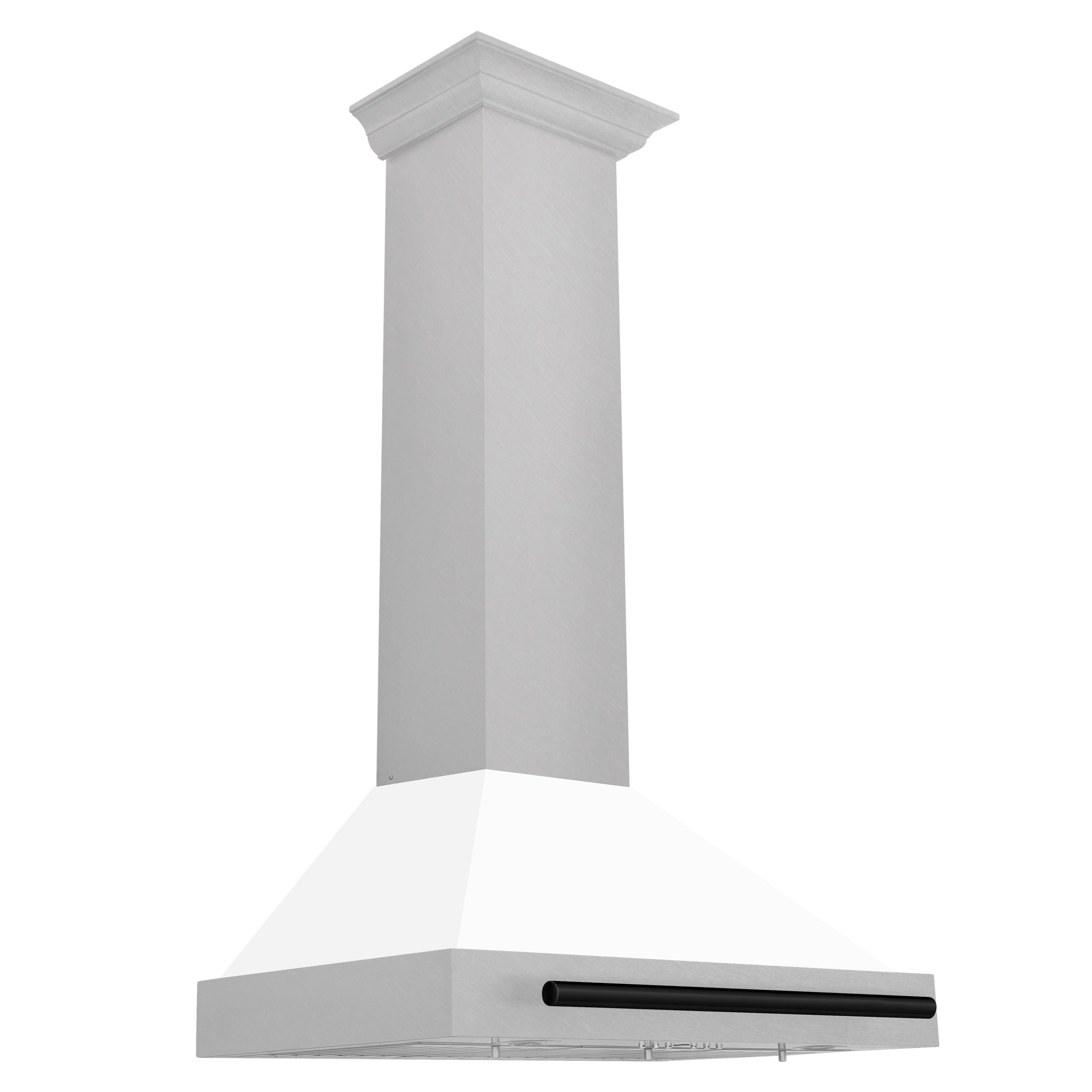 ZLINE 30 in. Wall Mount Range Hood Convertible 400 CFM Satin Stainless Steel White Matte Shell Matte Black Handle (KB4SNZ-WM30-MB)