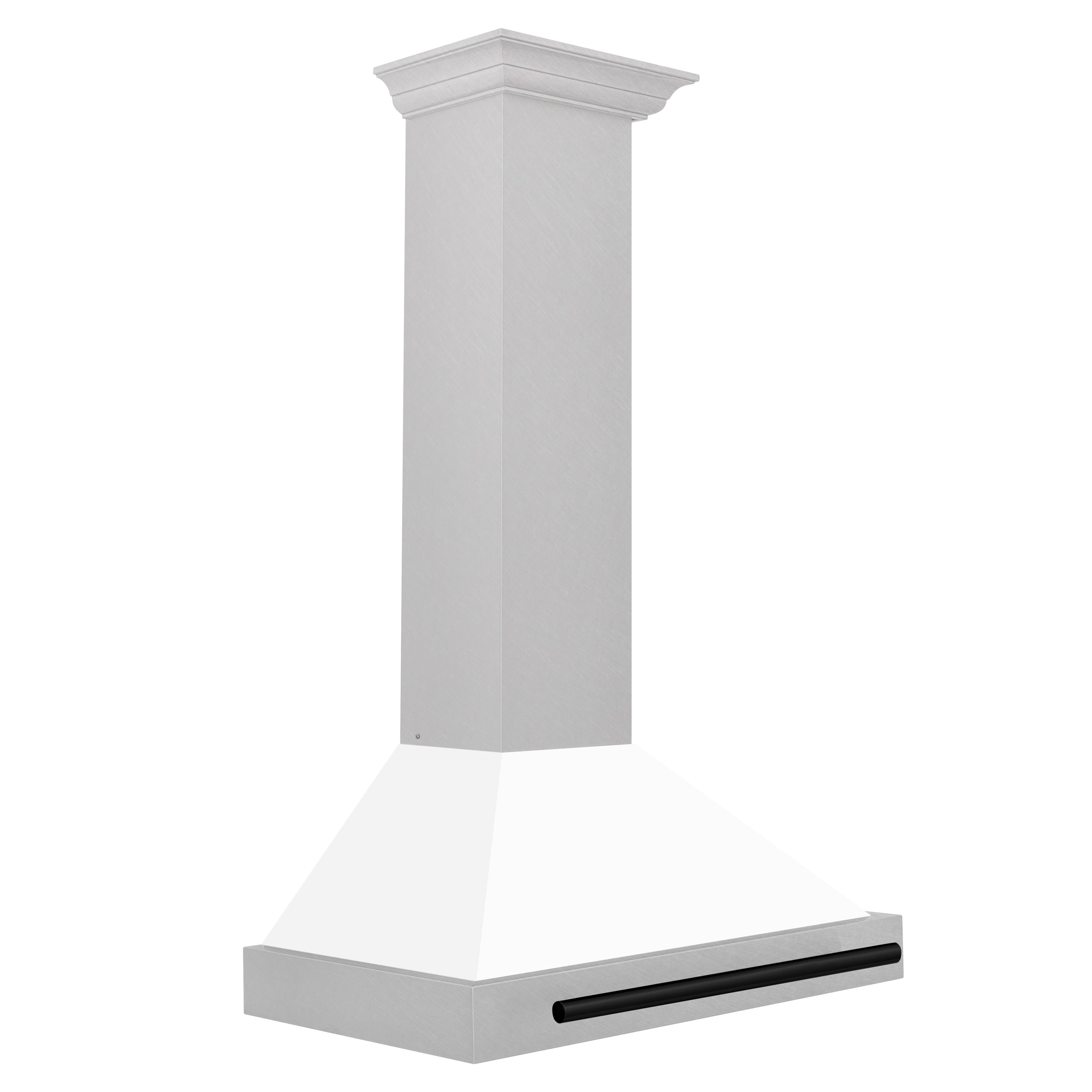 ZLINE 30 in. Wall Mount Range Hood Convertible 400 CFM Satin Stainless Steel White Matte Shell Matte Black Handle (KB4SNZ-WM30-MB)