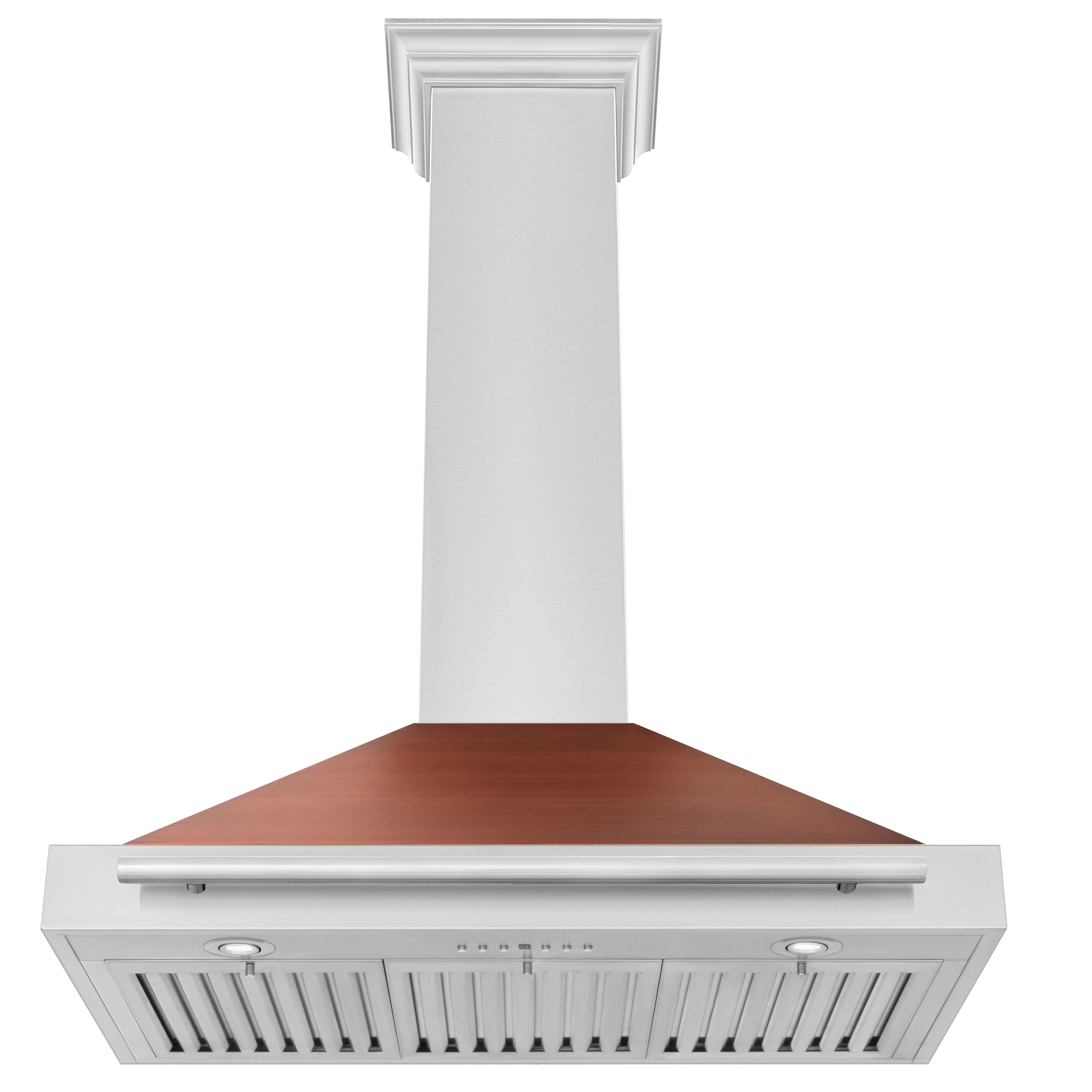 ZLINE 36 in. Wall Mount Range Hood 400 CFM Convertible Stainless Steel with Copper Shell and Stainless Steel Handle (KB4STX-C-36)