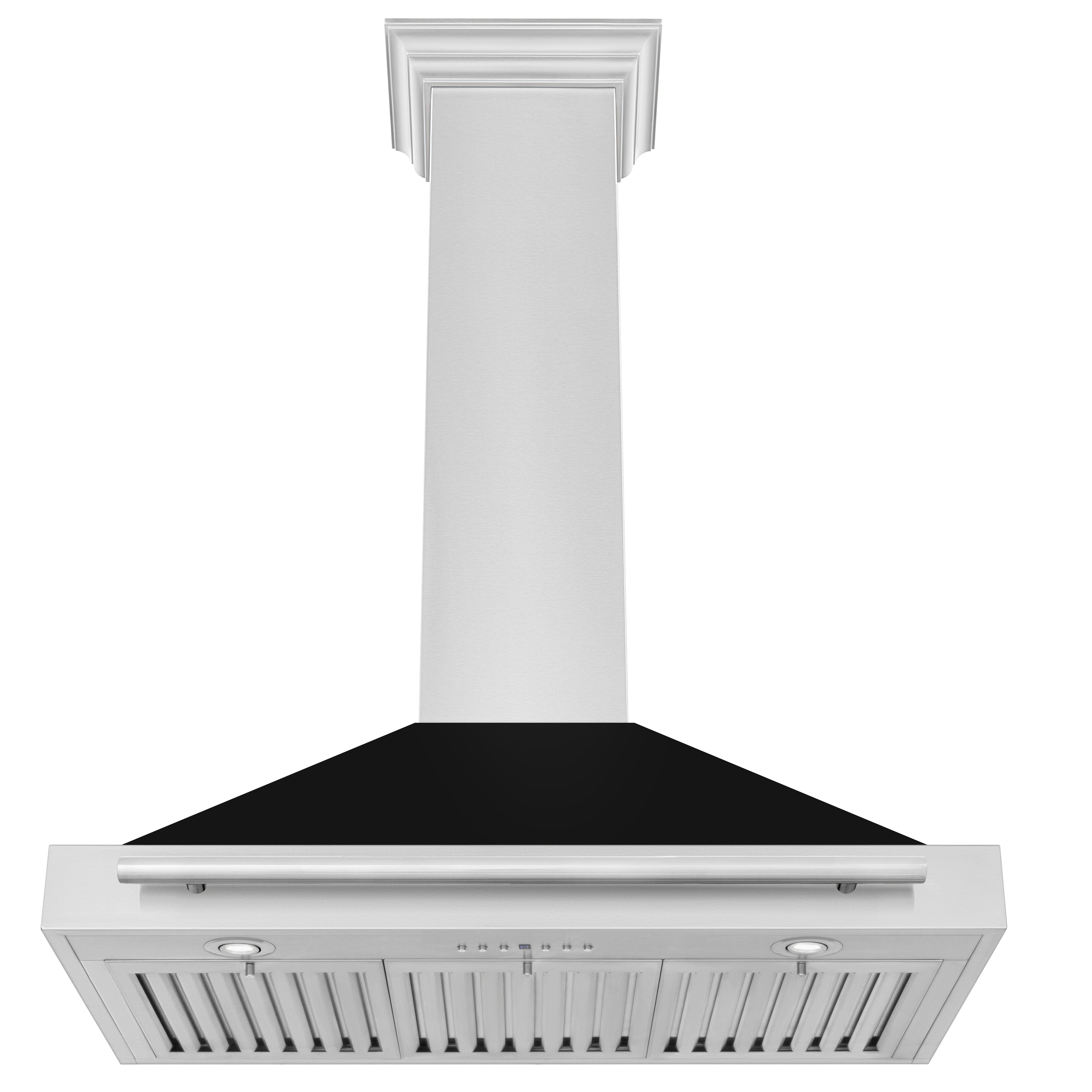 ZLINE 36 Inch Wall Mount Range Hood Stainless Steel Black Matte Shell 400 CFM KB4STX-BLM-36