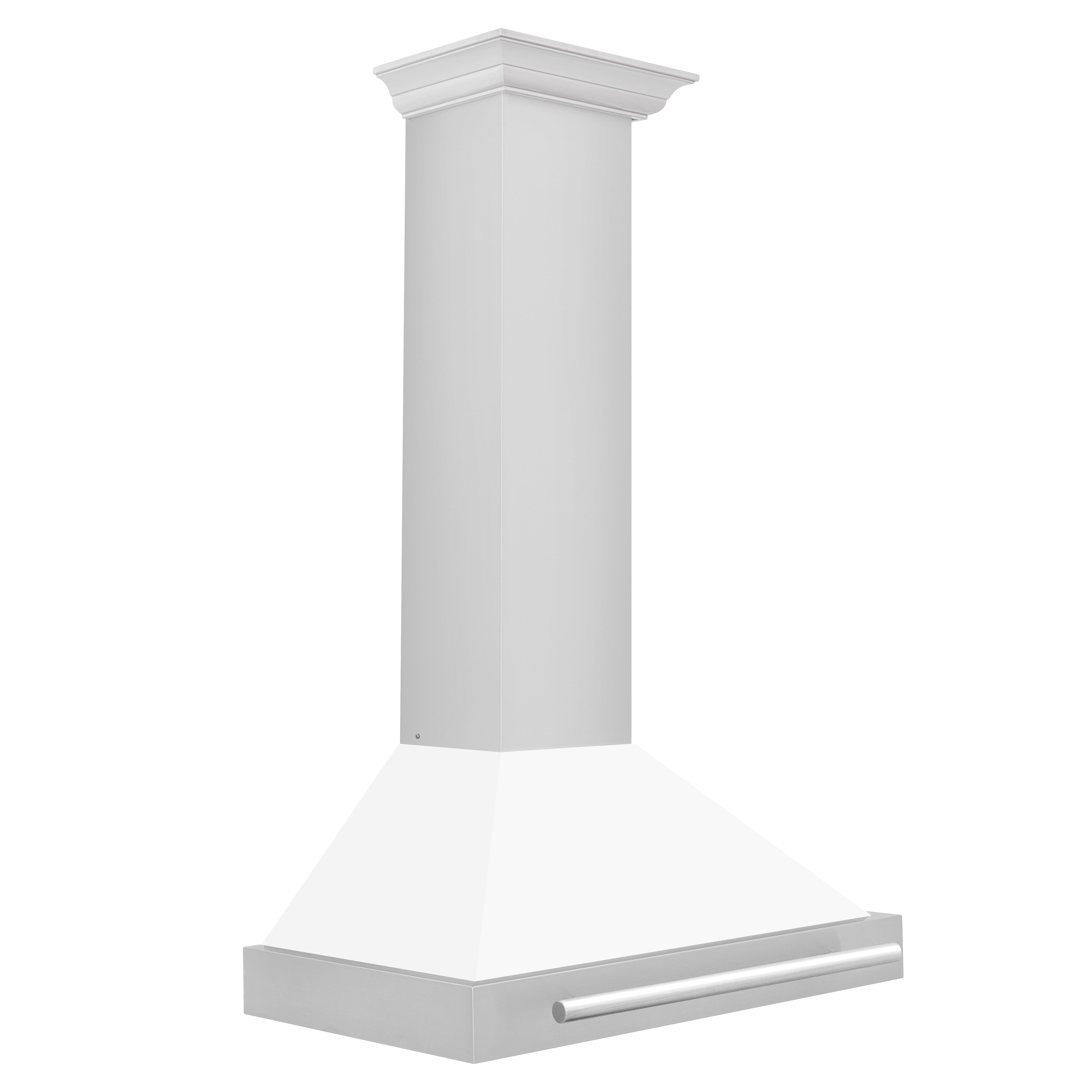 ZLINE 30 Inch Wall Mount Range Hood Stainless Steel White Matte Shell Stainless Steel Handle (KB4STX-WM-30)