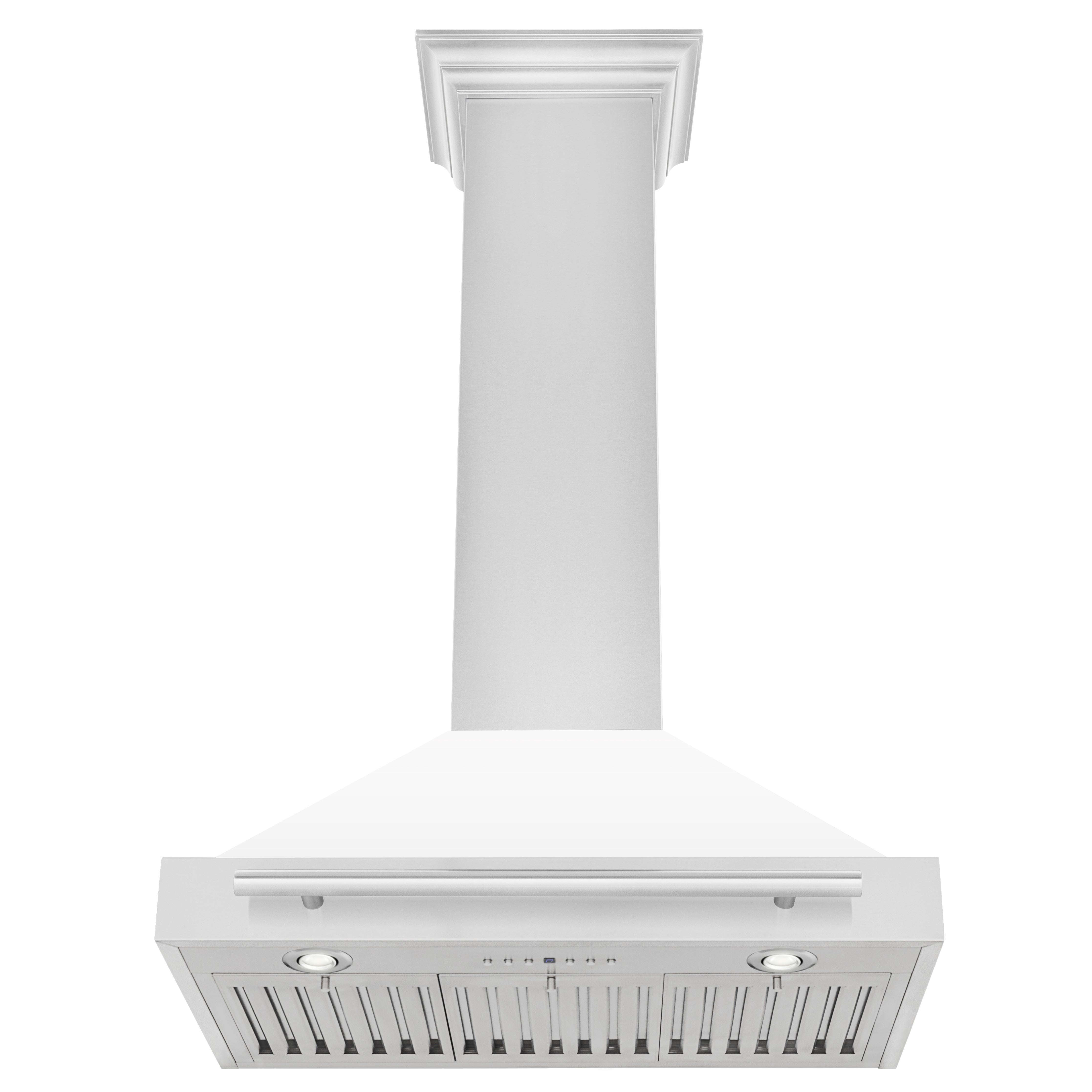 ZLINE 30 Inch Wall Mount Range Hood Stainless Steel White Matte Shell Stainless Steel Handle (KB4STX-WM-30)