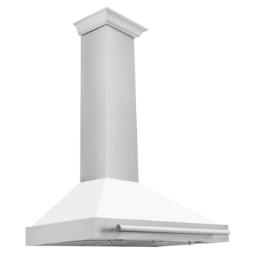 ZLINE 36 Inch Wall Mount Range Hood Stainless Steel White Matte Shell 400 CFM KB4STX-WM-36