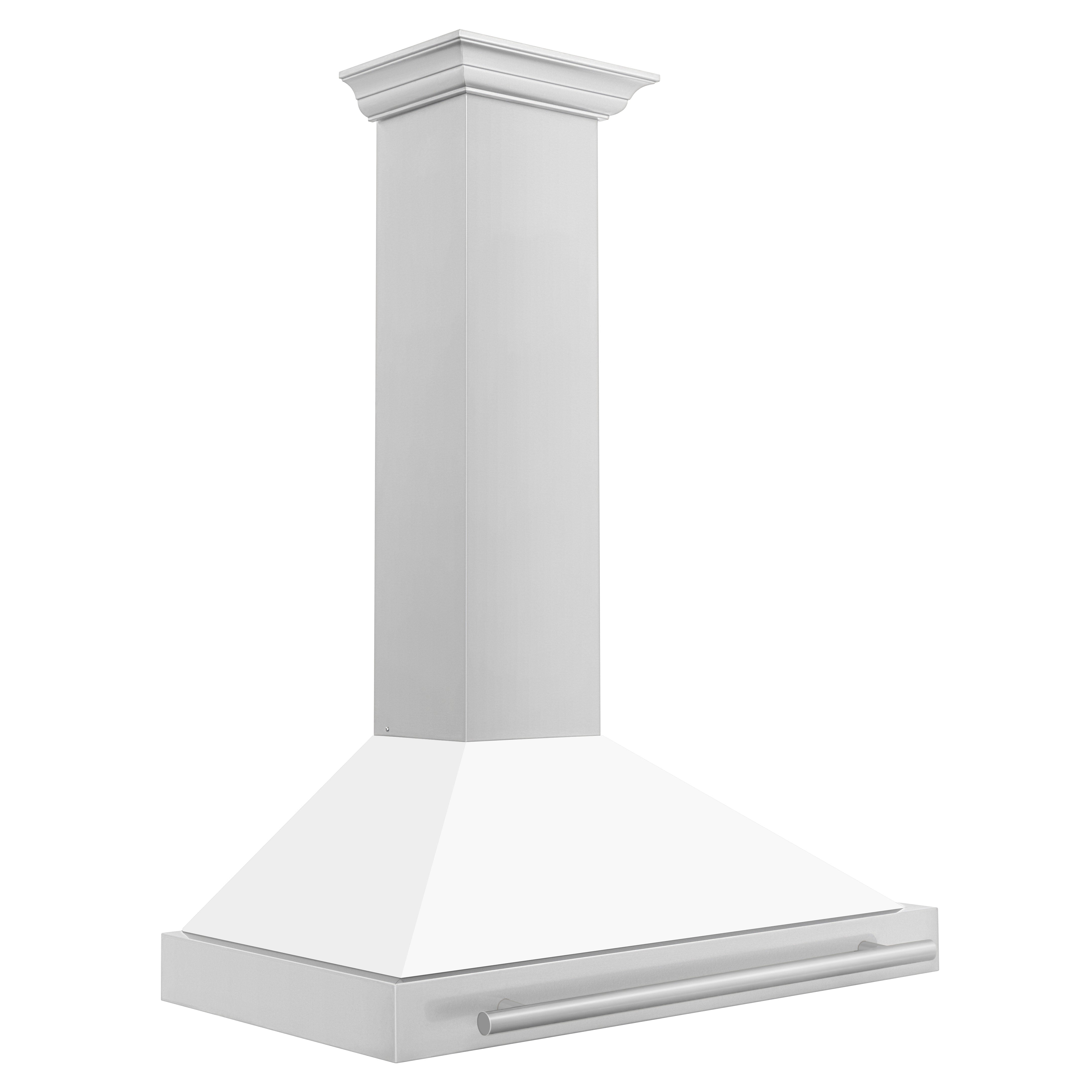 ZLINE 36 Inch Wall Mount Range Hood Stainless Steel White Matte Shell 400 CFM KB4STX-WM-36