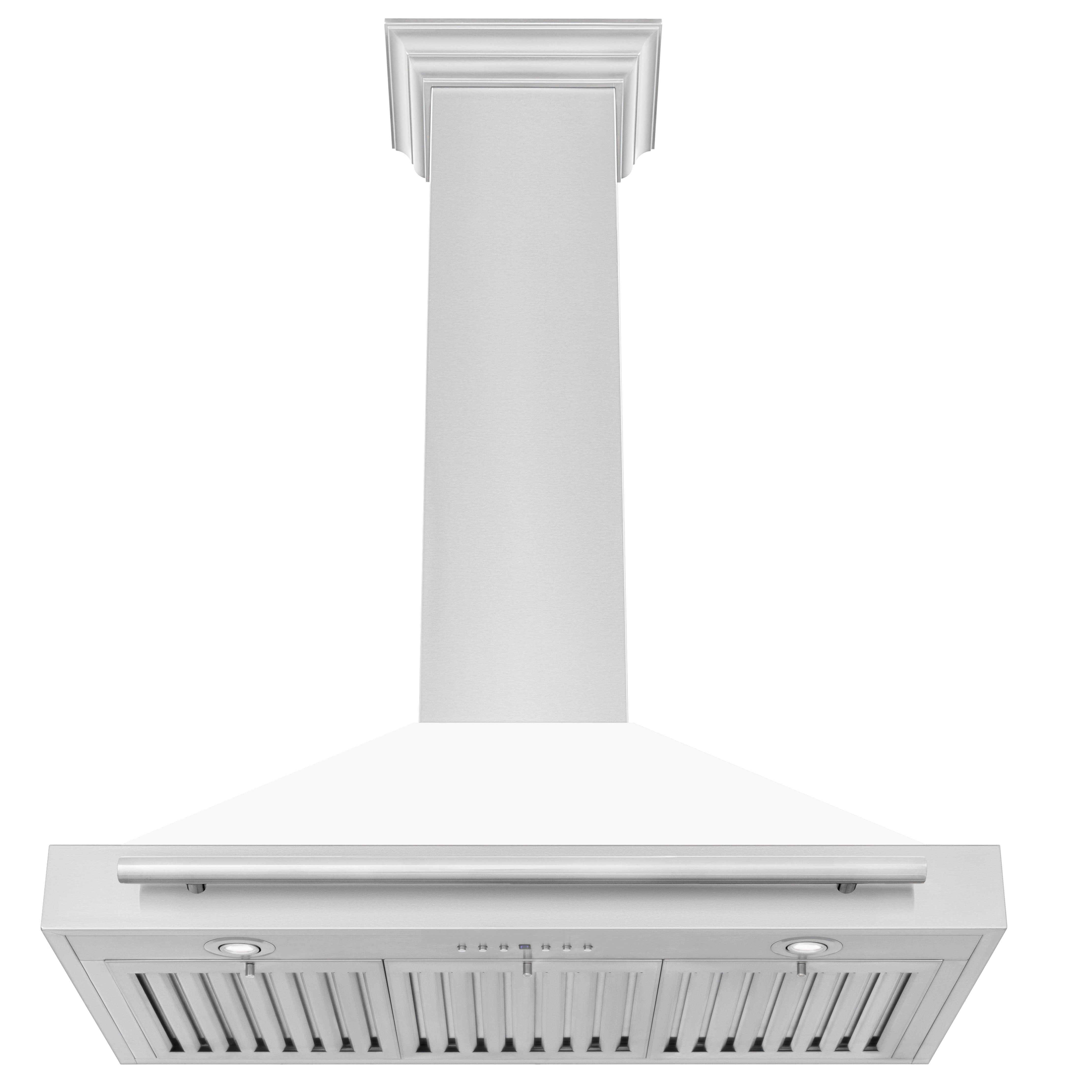 ZLINE 36 Inch Wall Mount Range Hood Stainless Steel White Matte Shell 400 CFM KB4STX-WM-36