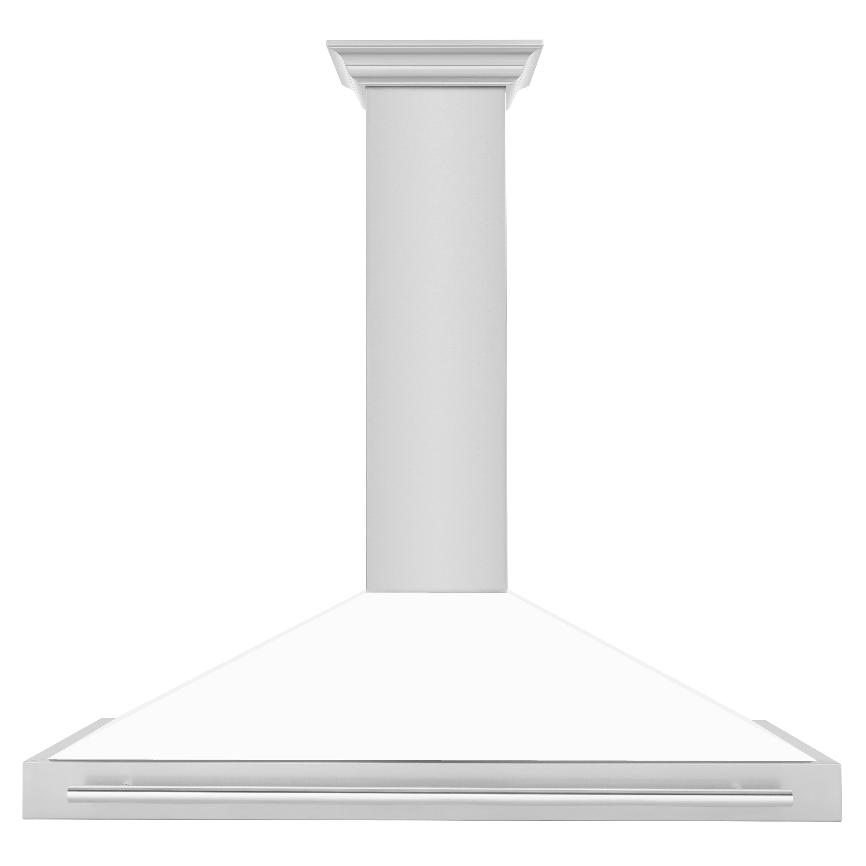 ZLINE 48 in. Wall Mount Range Hood Stainless Steel White Matte Shell 400 CFM Stainless Steel Handle (KB4STX-WM-48)