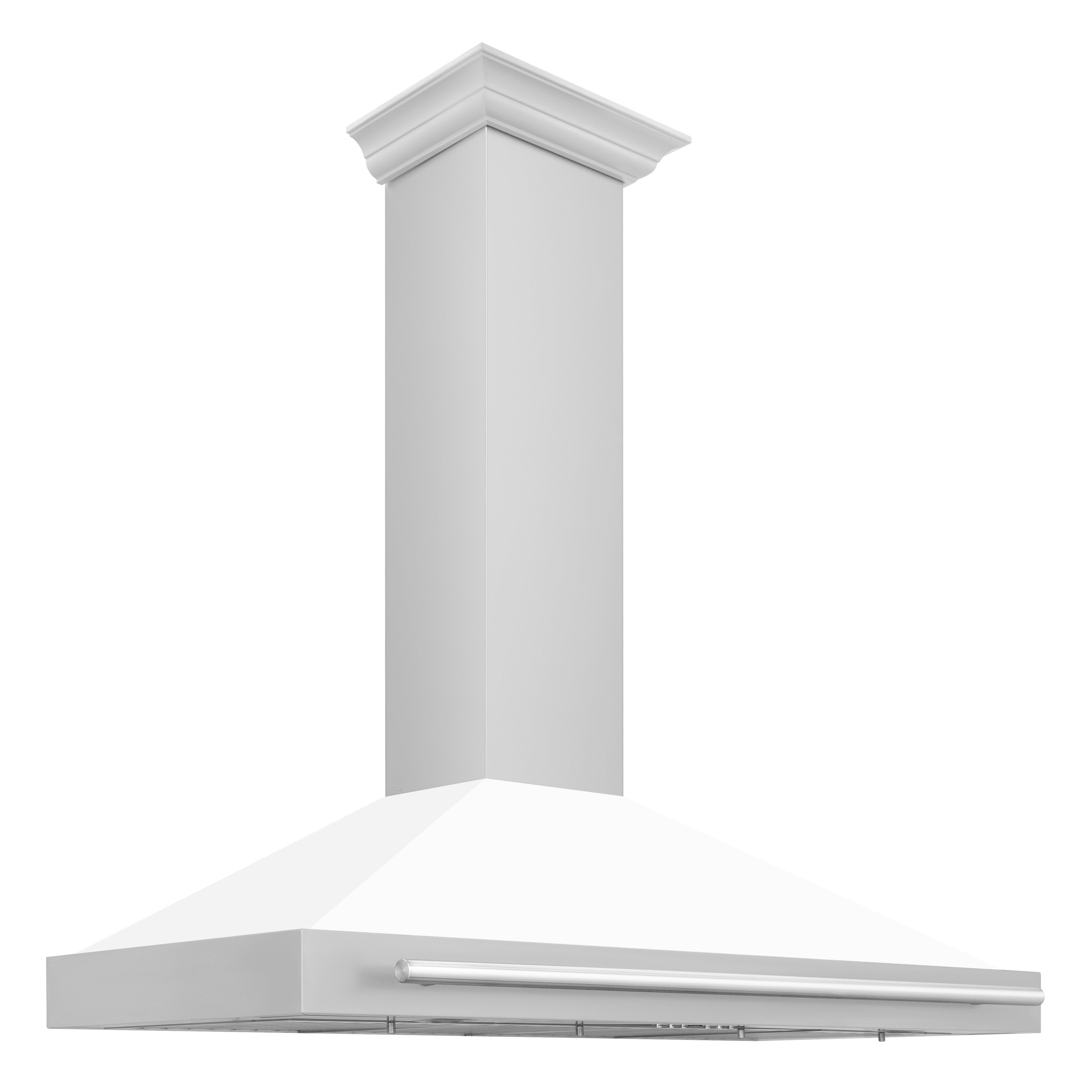 ZLINE 48 in. Wall Mount Range Hood Stainless Steel White Matte Shell 400 CFM Stainless Steel Handle (KB4STX-WM-48)
