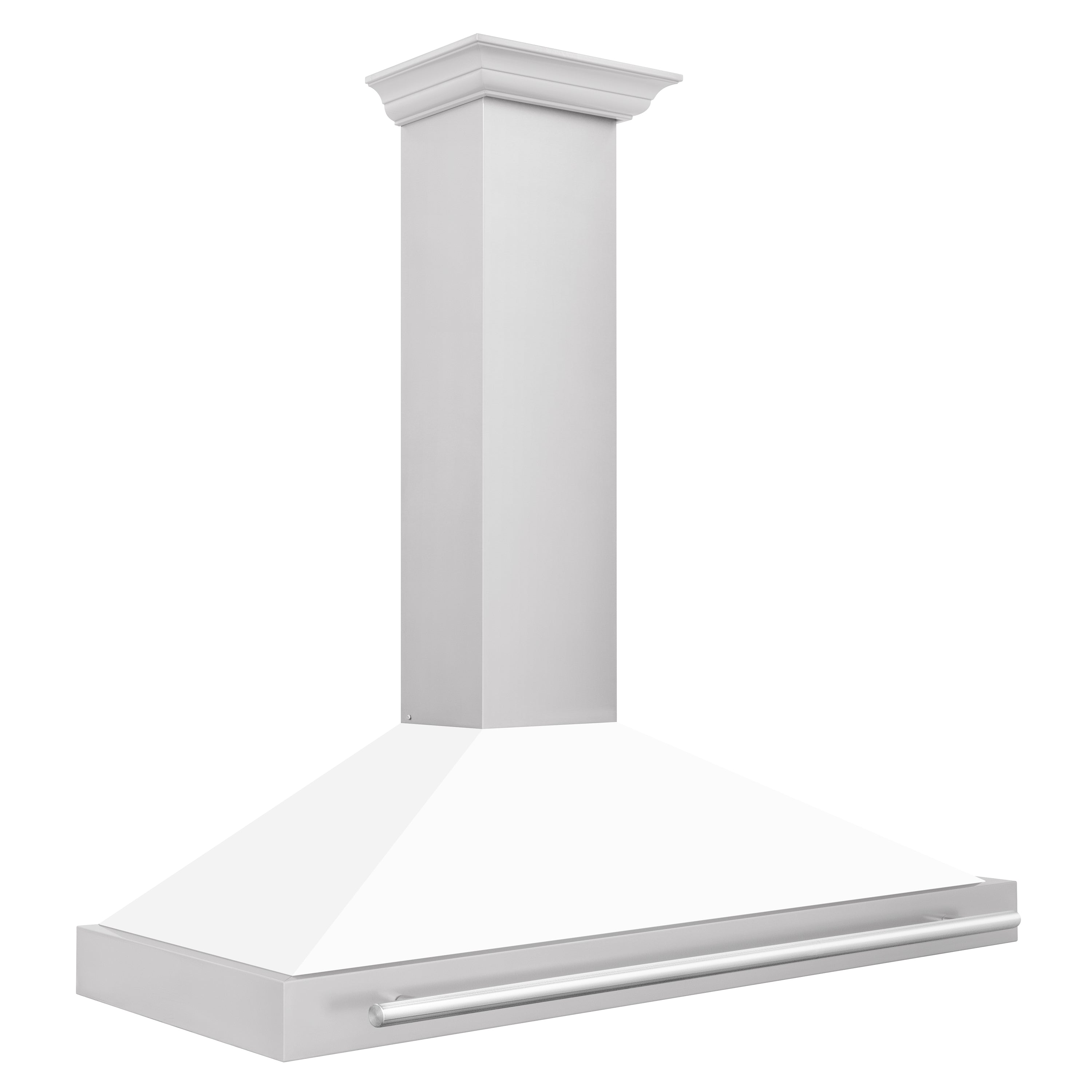 ZLINE 48 in. Wall Mount Range Hood Stainless Steel White Matte Shell 400 CFM Stainless Steel Handle (KB4STX-WM-48)