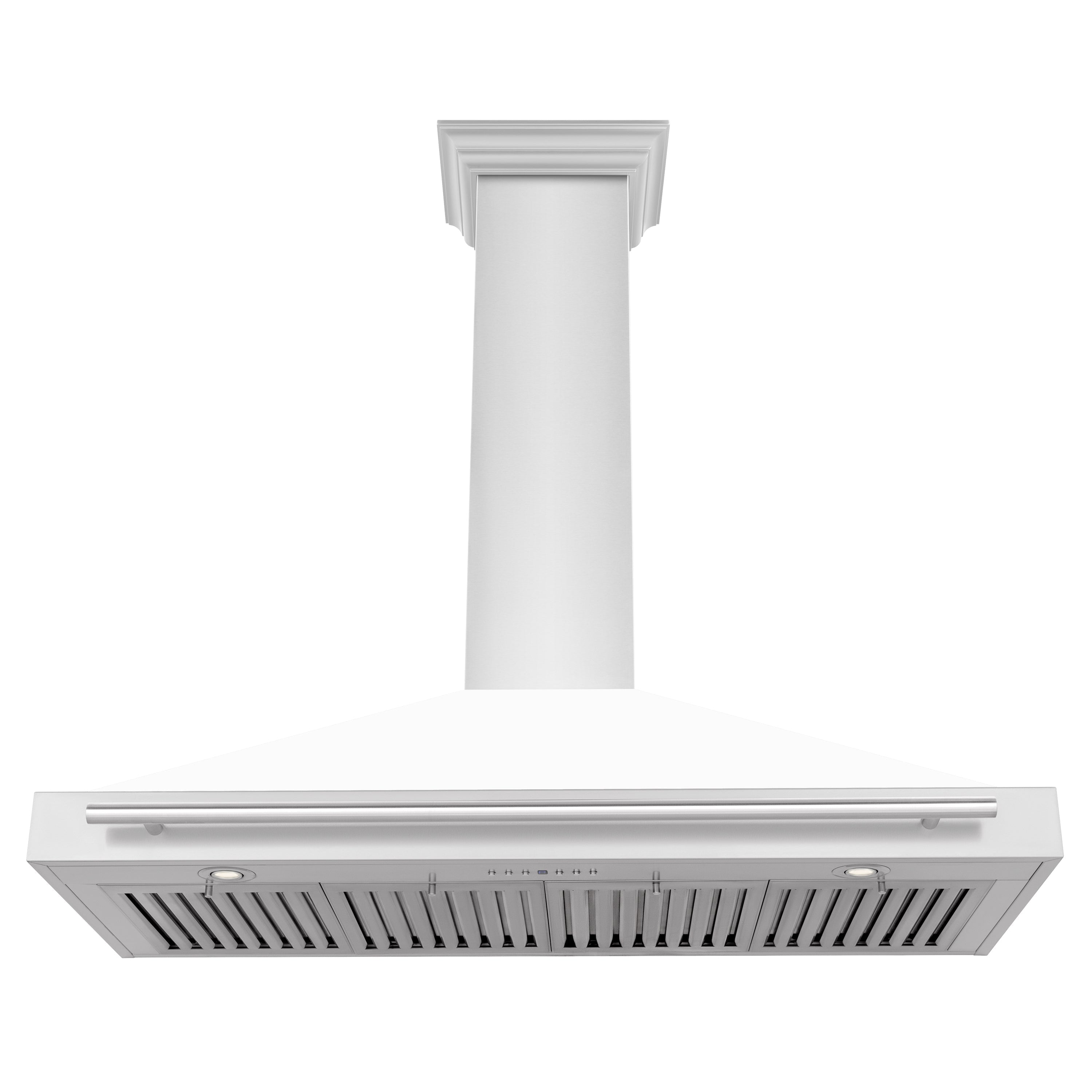ZLINE 48 in. Wall Mount Range Hood Stainless Steel White Matte Shell 400 CFM Stainless Steel Handle (KB4STX-WM-48)