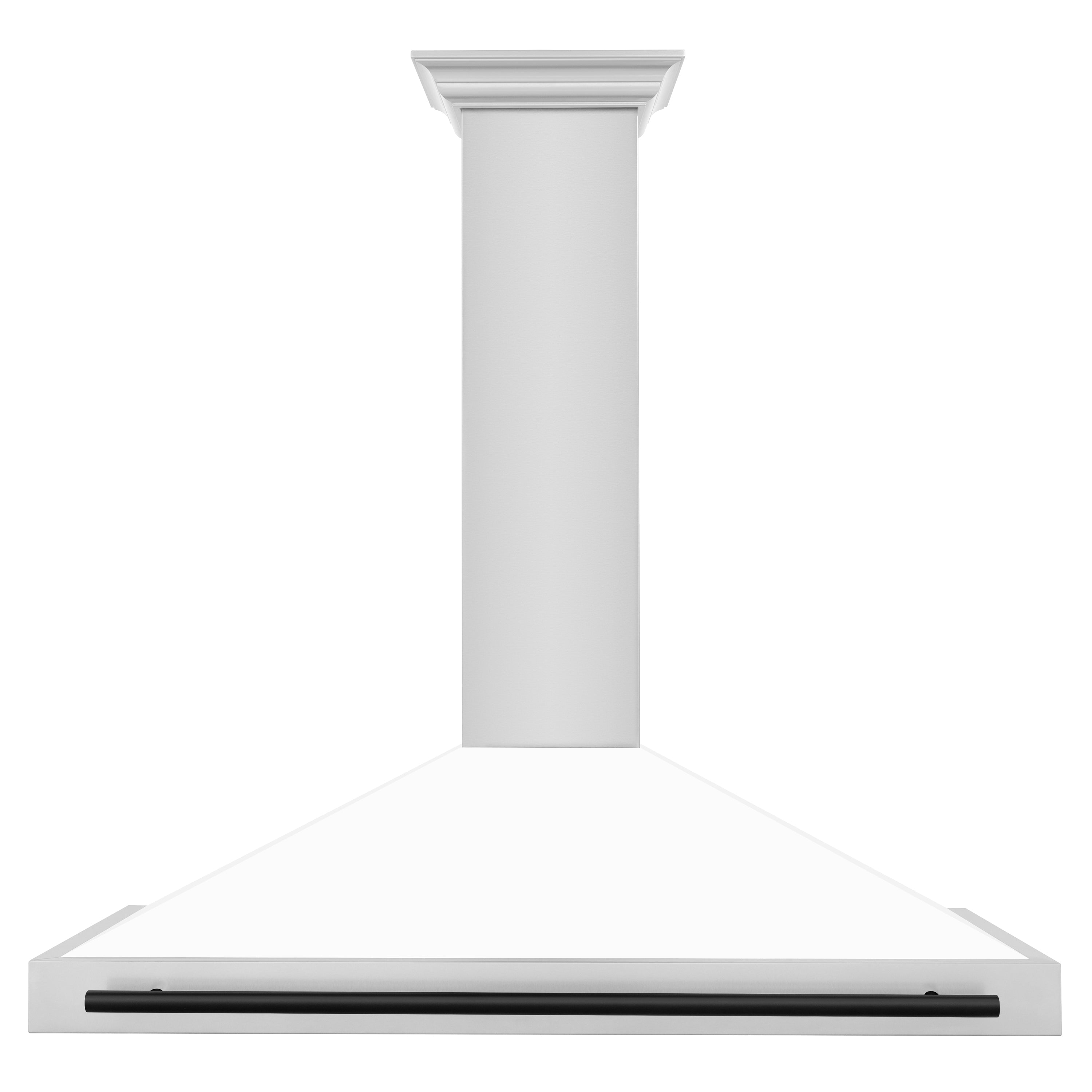 ZLINE 48 in. Wall Mount Range Hood Stainless Steel White Matte Shell Matte Black Handle KB4STZ-WM48-MB