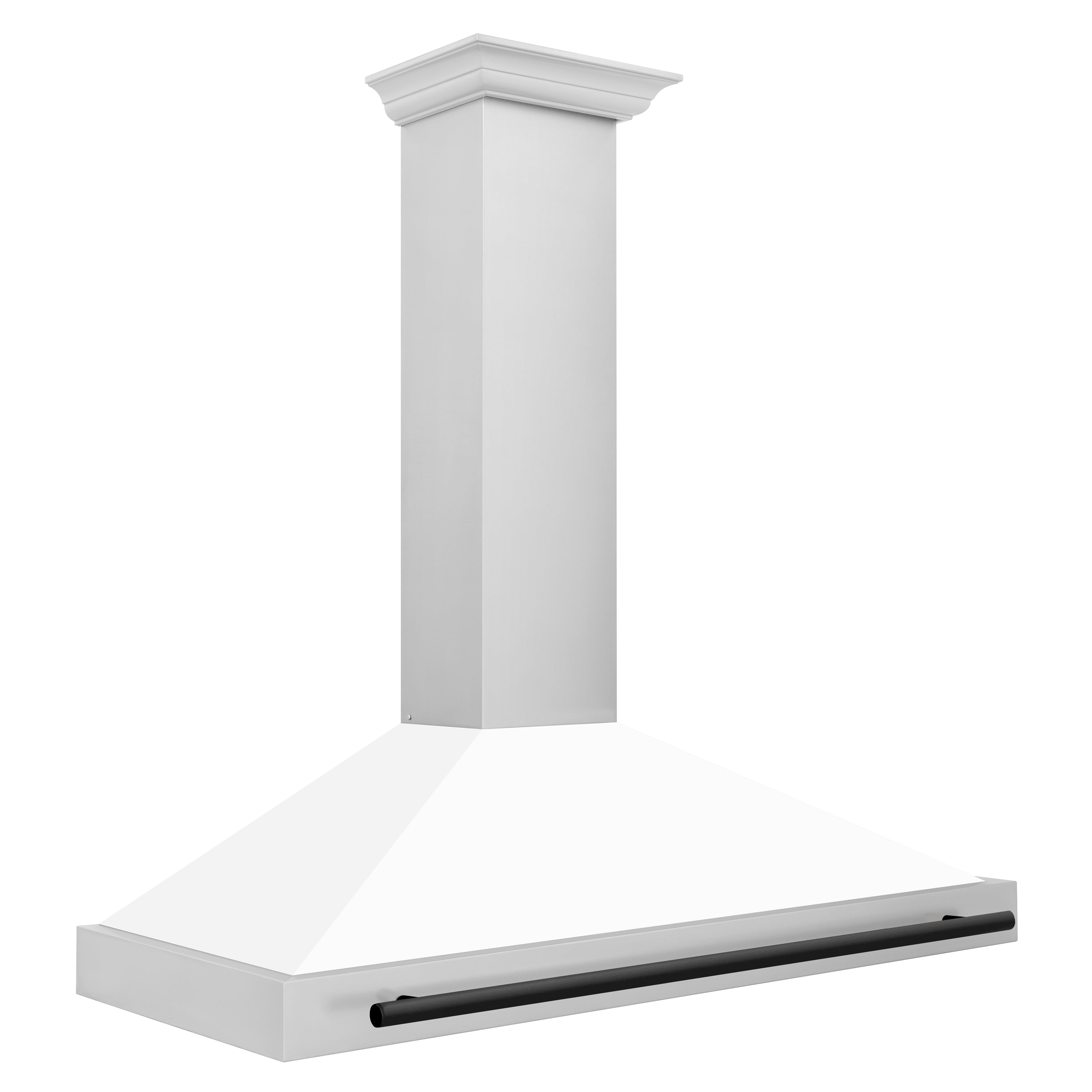 ZLINE 48 in. Wall Mount Range Hood Stainless Steel White Matte Shell Matte Black Handle KB4STZ-WM48-MB