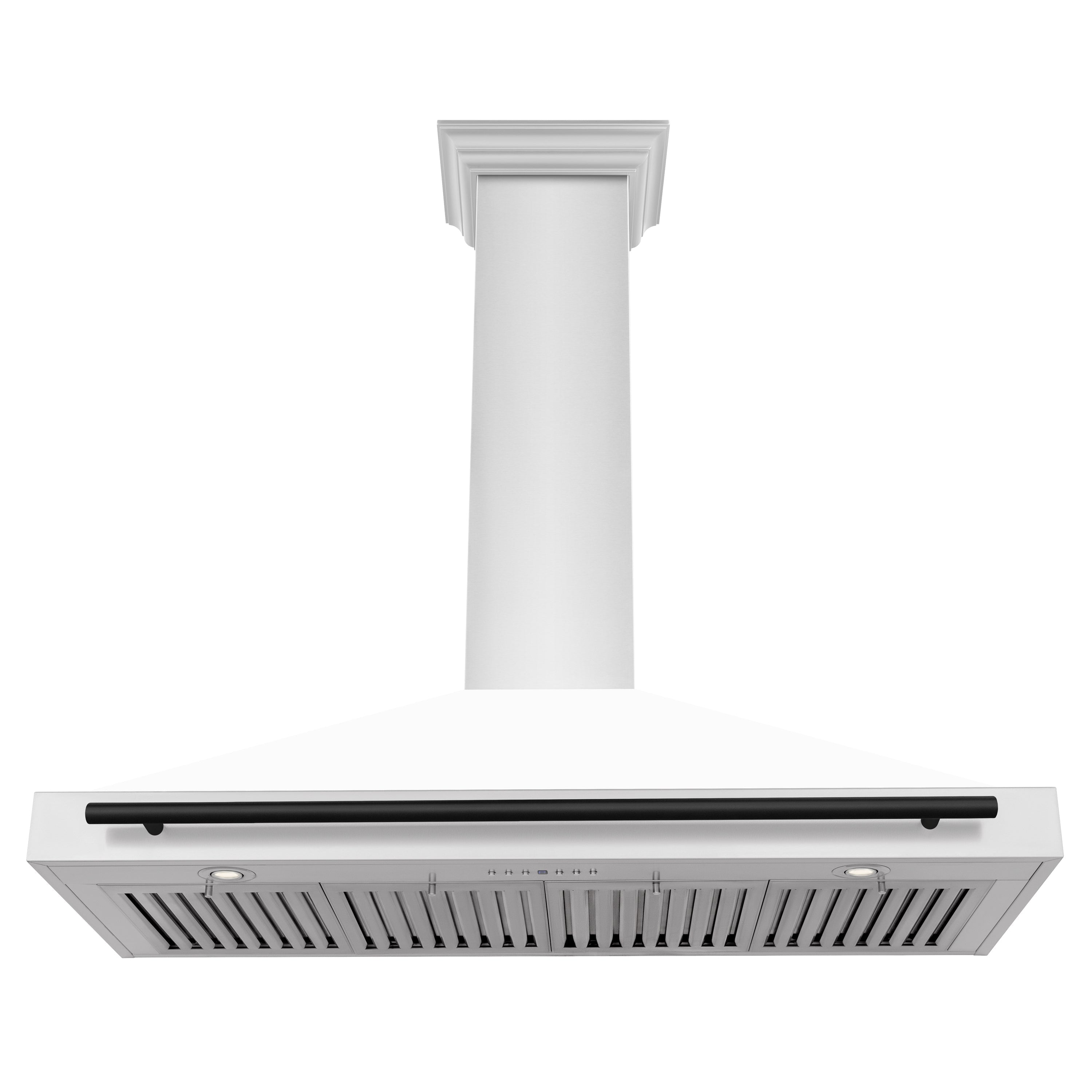 ZLINE 48 in. Wall Mount Range Hood Stainless Steel White Matte Shell Matte Black Handle KB4STZ-WM48-MB