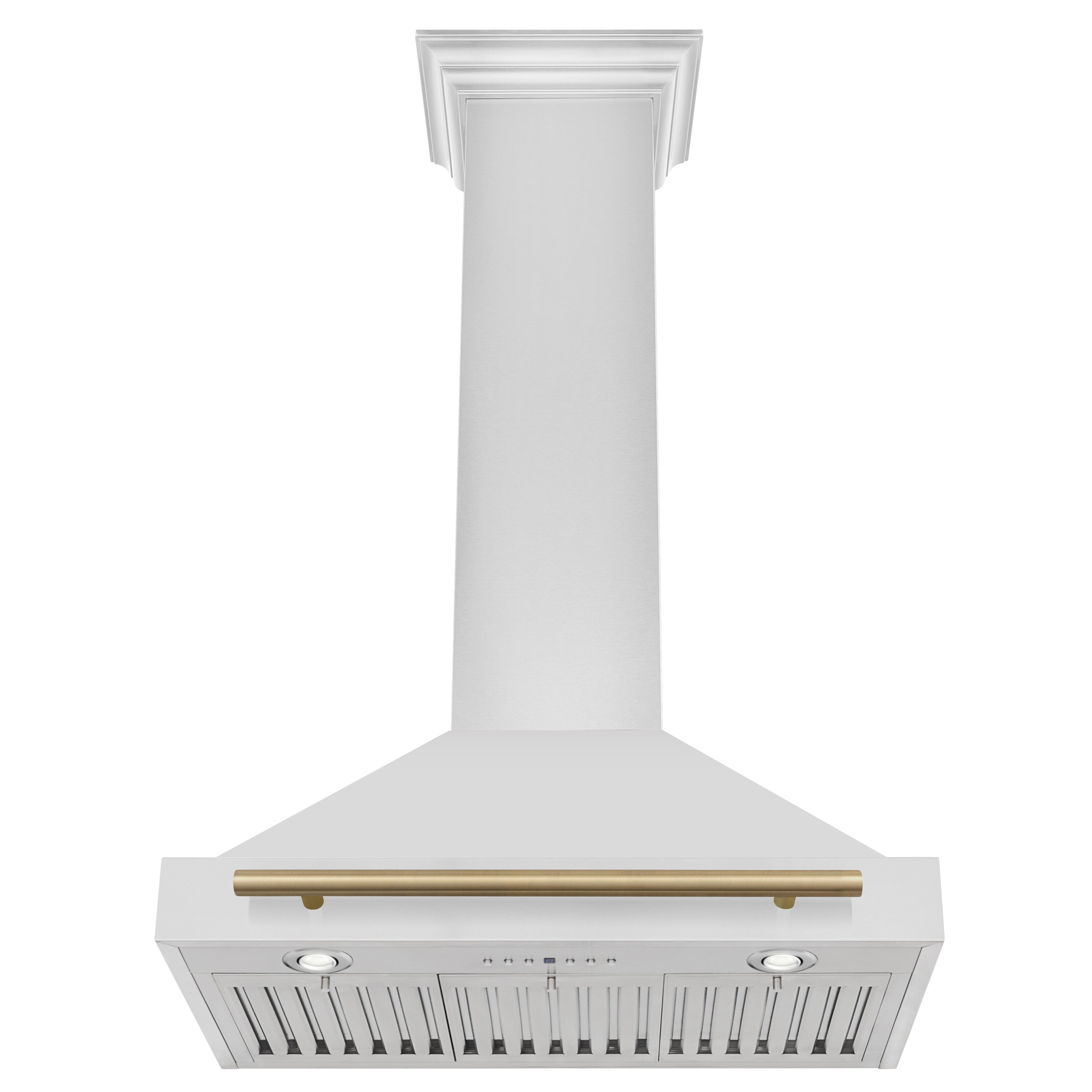 ZLINE 30 Inch Wall Mount Range Hood Stainless Steel Champagne Bronze Handle Autograph Edition (KB4STZ-30-CB)