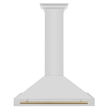 ZLINE 36 Inch Wall Mount Range Hood Stainless Steel Champagne Bronze Handle KB4STZ-36-CB