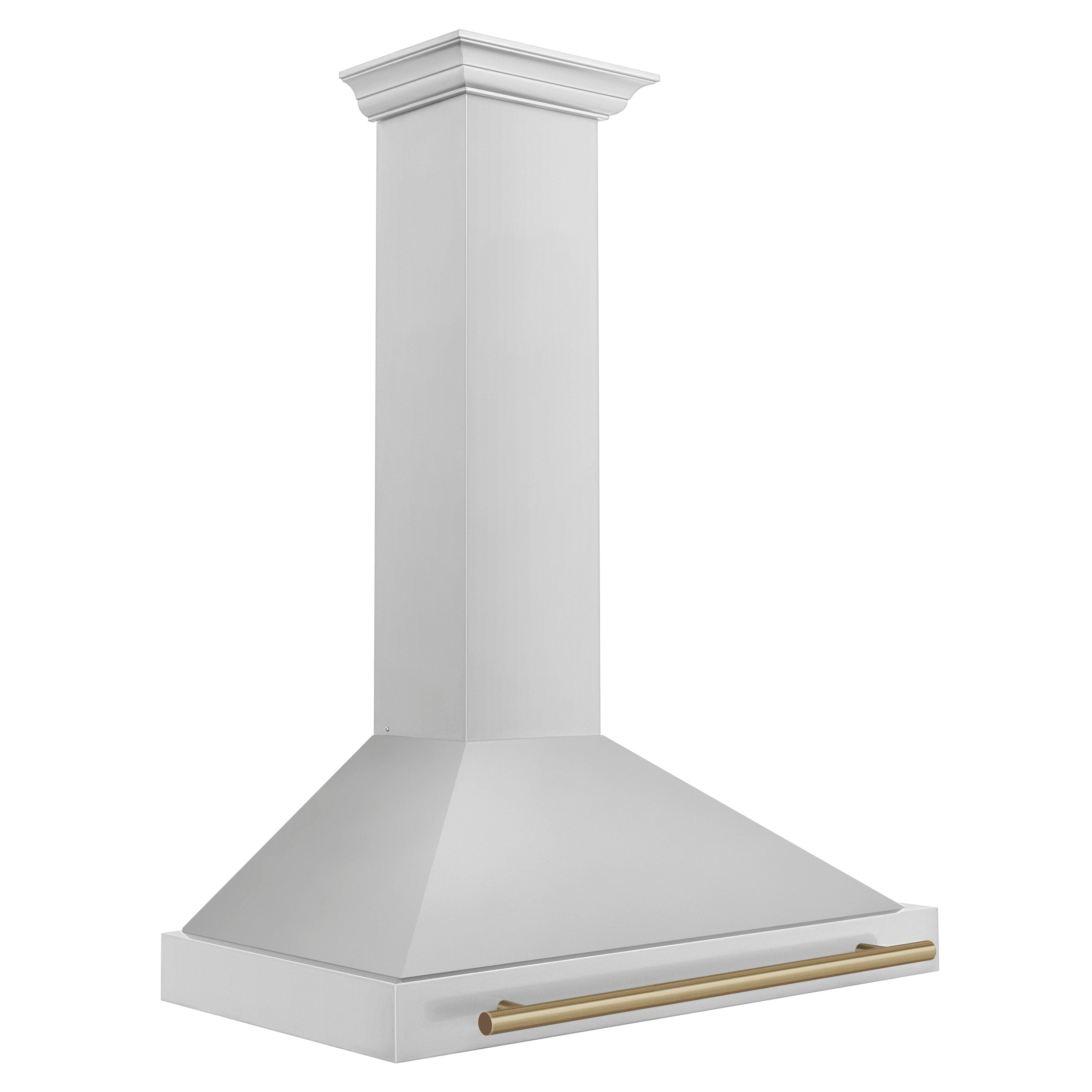 ZLINE 36 Inch Wall Mount Range Hood Stainless Steel Champagne Bronze Handle KB4STZ-36-CB