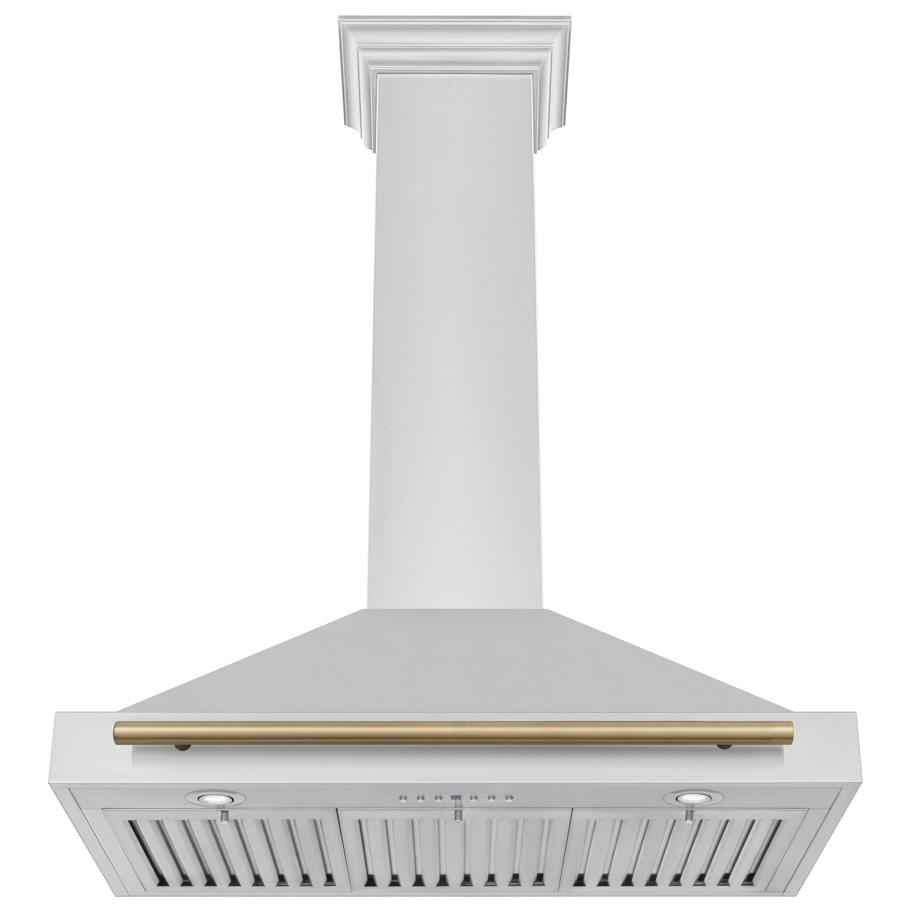 ZLINE 36 Inch Wall Mount Range Hood Stainless Steel Champagne Bronze Handle KB4STZ-36-CB