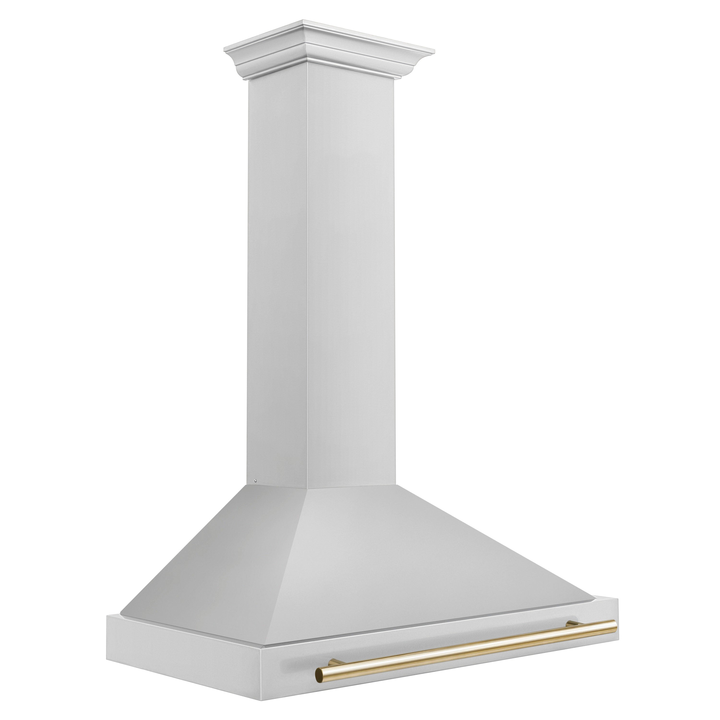 ZLINE 36 Inch Range Hood Stainless Steel Wall Mount Autograph Edition Gold Handle 4-Speed Fan KB4STZ-36-G