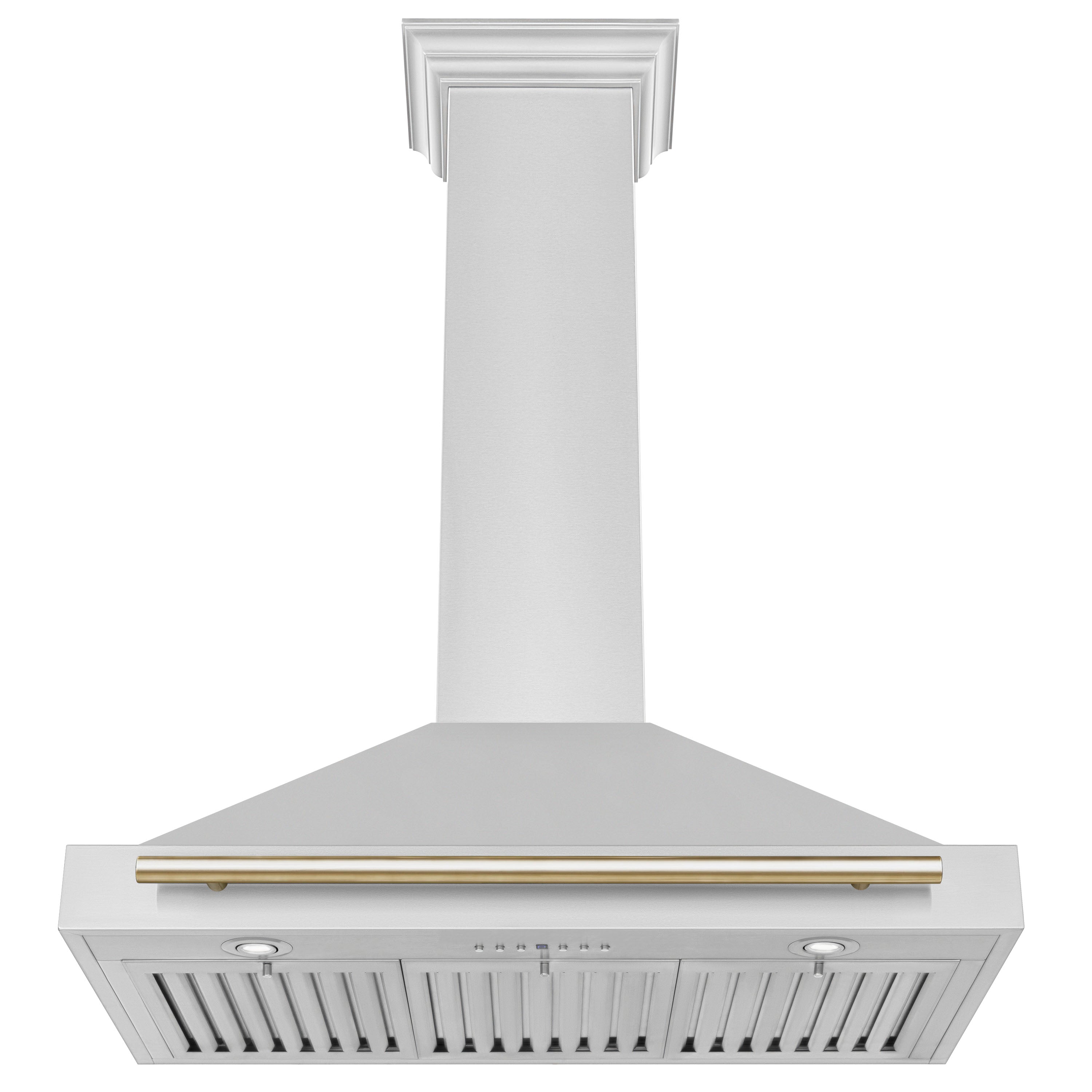 ZLINE 36 Inch Range Hood Stainless Steel Wall Mount Autograph Edition Gold Handle 4-Speed Fan KB4STZ-36-G