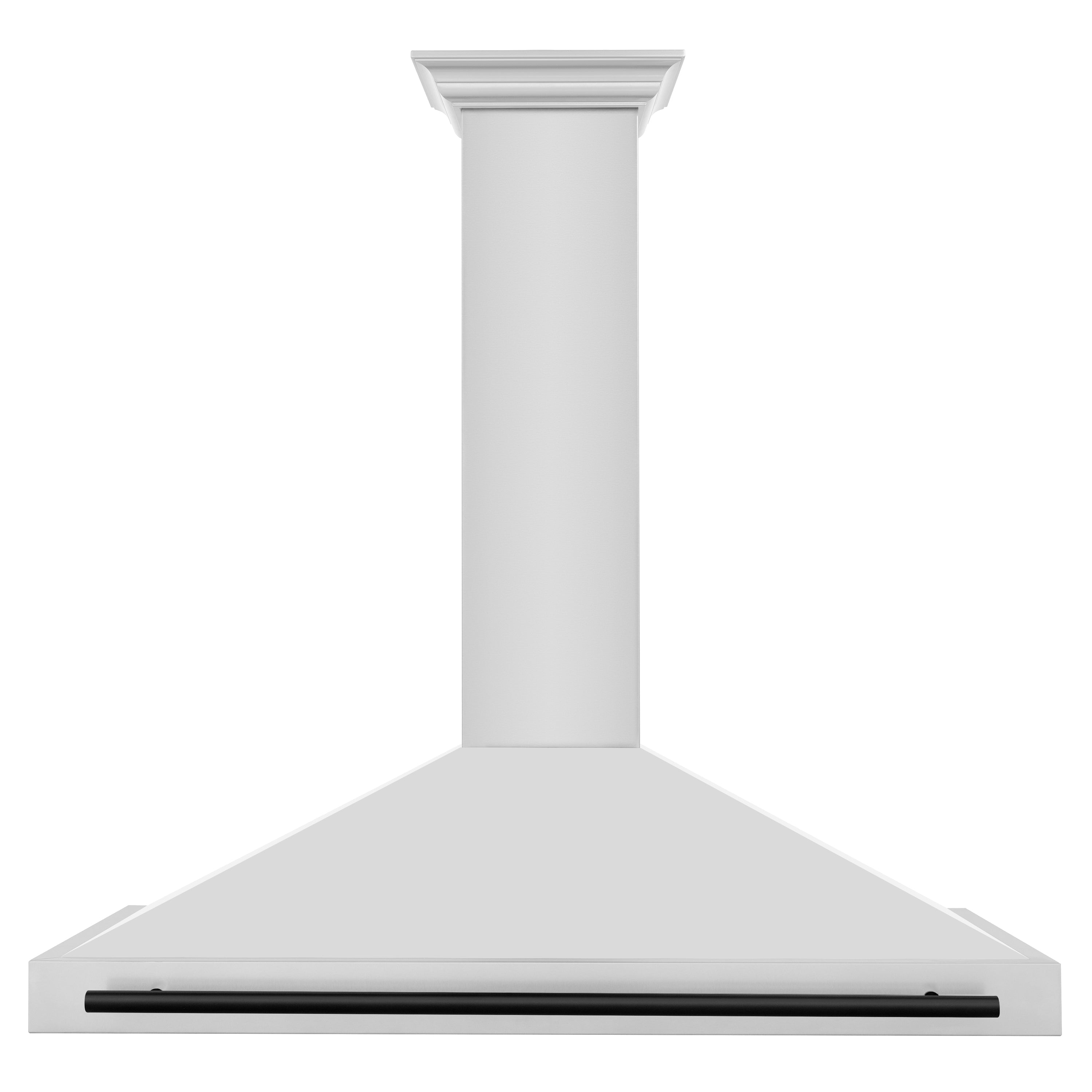 ZLINE 48 Inch Wall Mount Range Hood Stainless Steel Matte Black Handle 4-Speed Ventilation (KB4STZ-48-MB)
