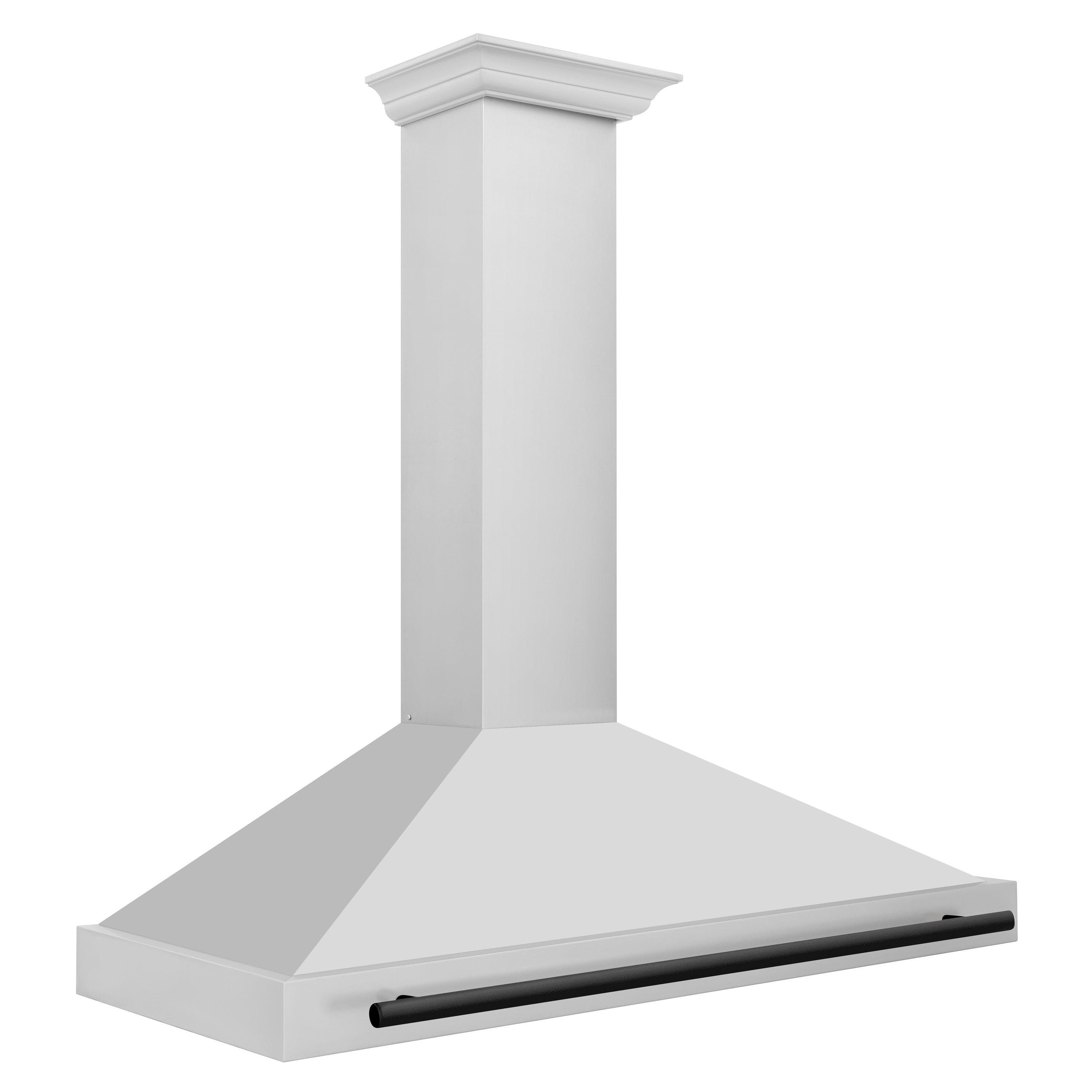 ZLINE 48 Inch Wall Mount Range Hood Stainless Steel Matte Black Handle 4-Speed Ventilation (KB4STZ-48-MB)