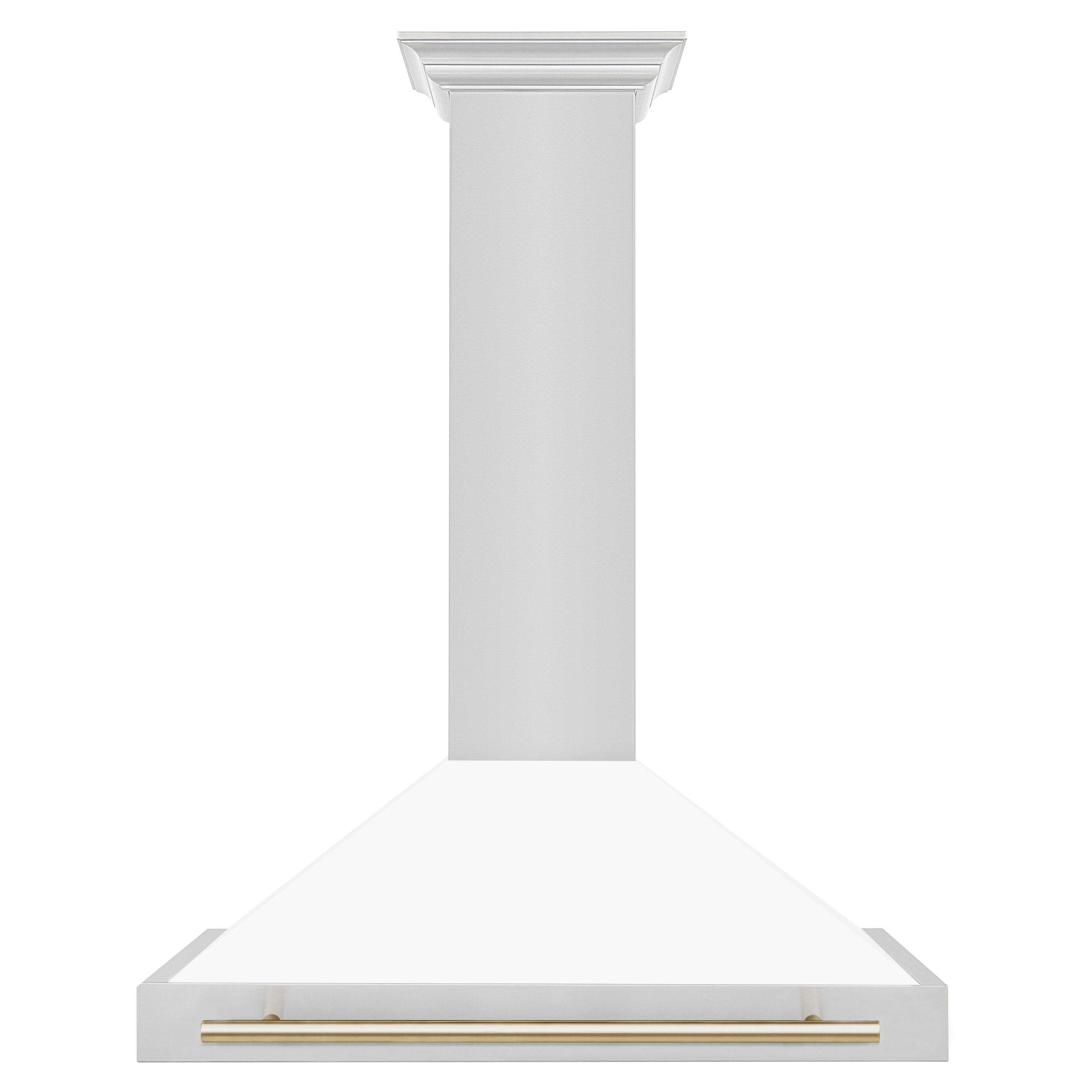 ZLINE 36 Inch Wall Mount Range Hood Stainless Steel Matte White Shell Gold Handle Autograph Edition (KB4STZ-WM36-G)