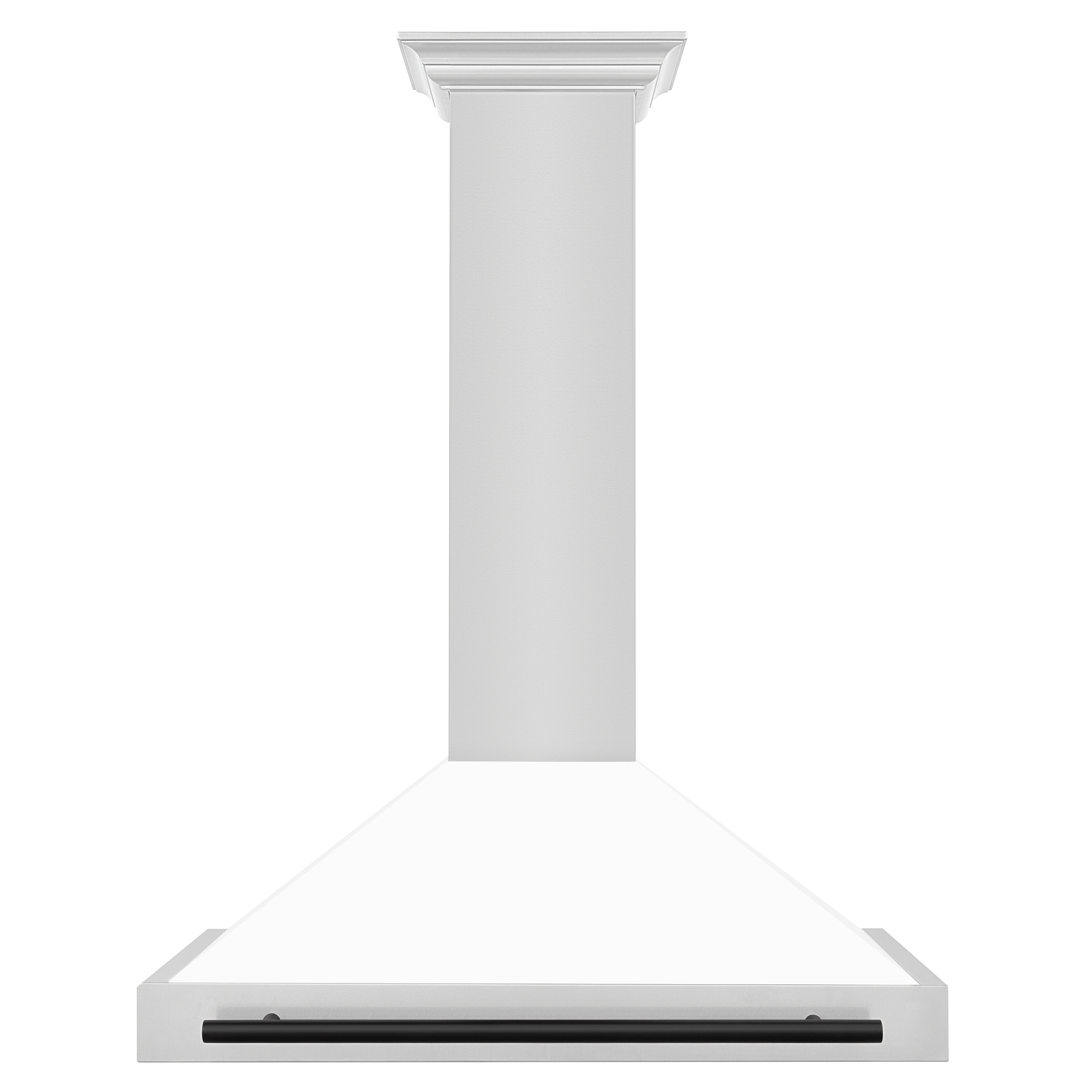 ZLINE 36 in. Wall Mount Range Hood Stainless Steel White Matte Shell Black Handle Autograph Edition (KB4STZ-WM36-MB)